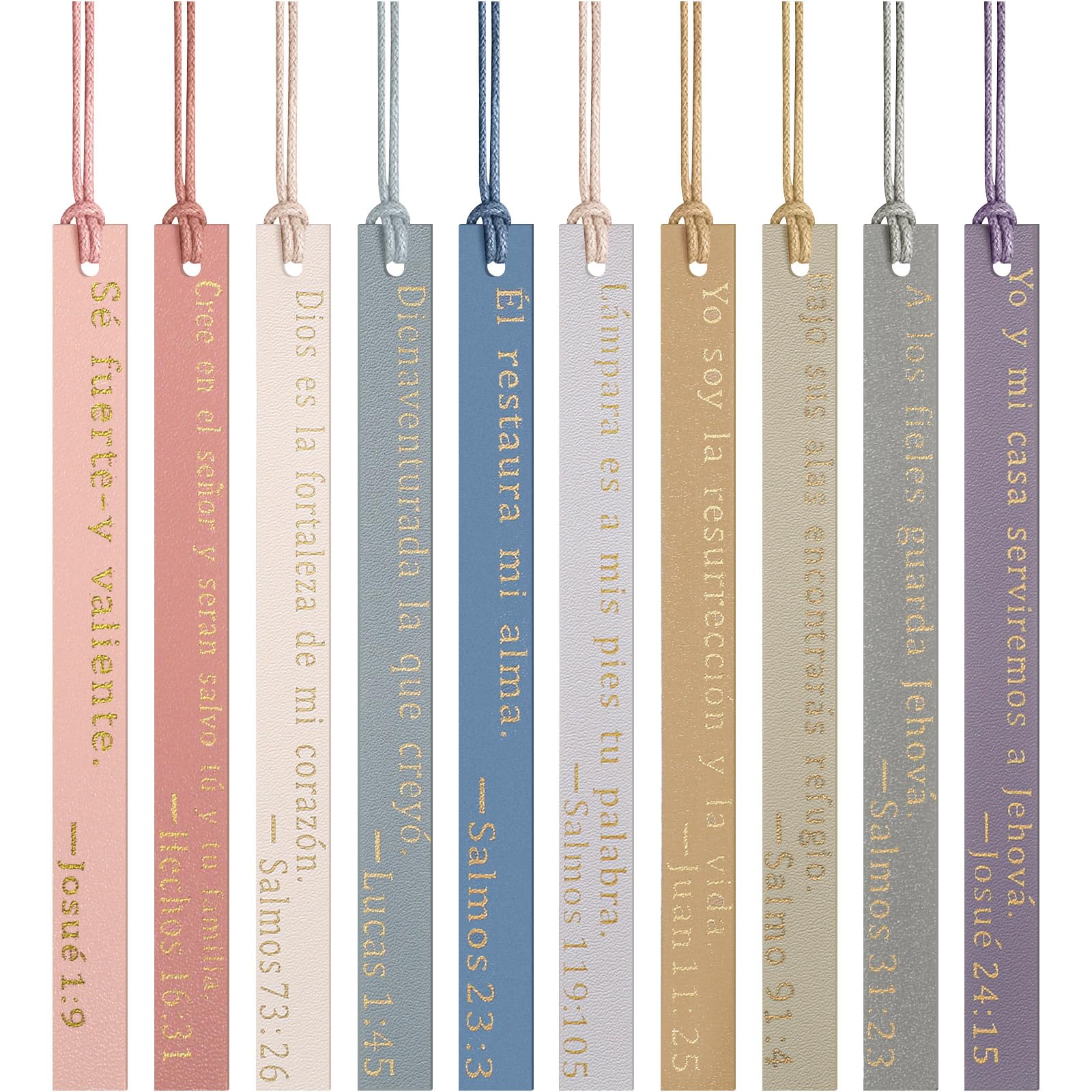 Skyygemm 10 Pcs Spanish Christian Bible Bookmarks for Women Leather Bookmarks Spanish Bible Gifts for Women Book Lovers Readers Church Book Club(