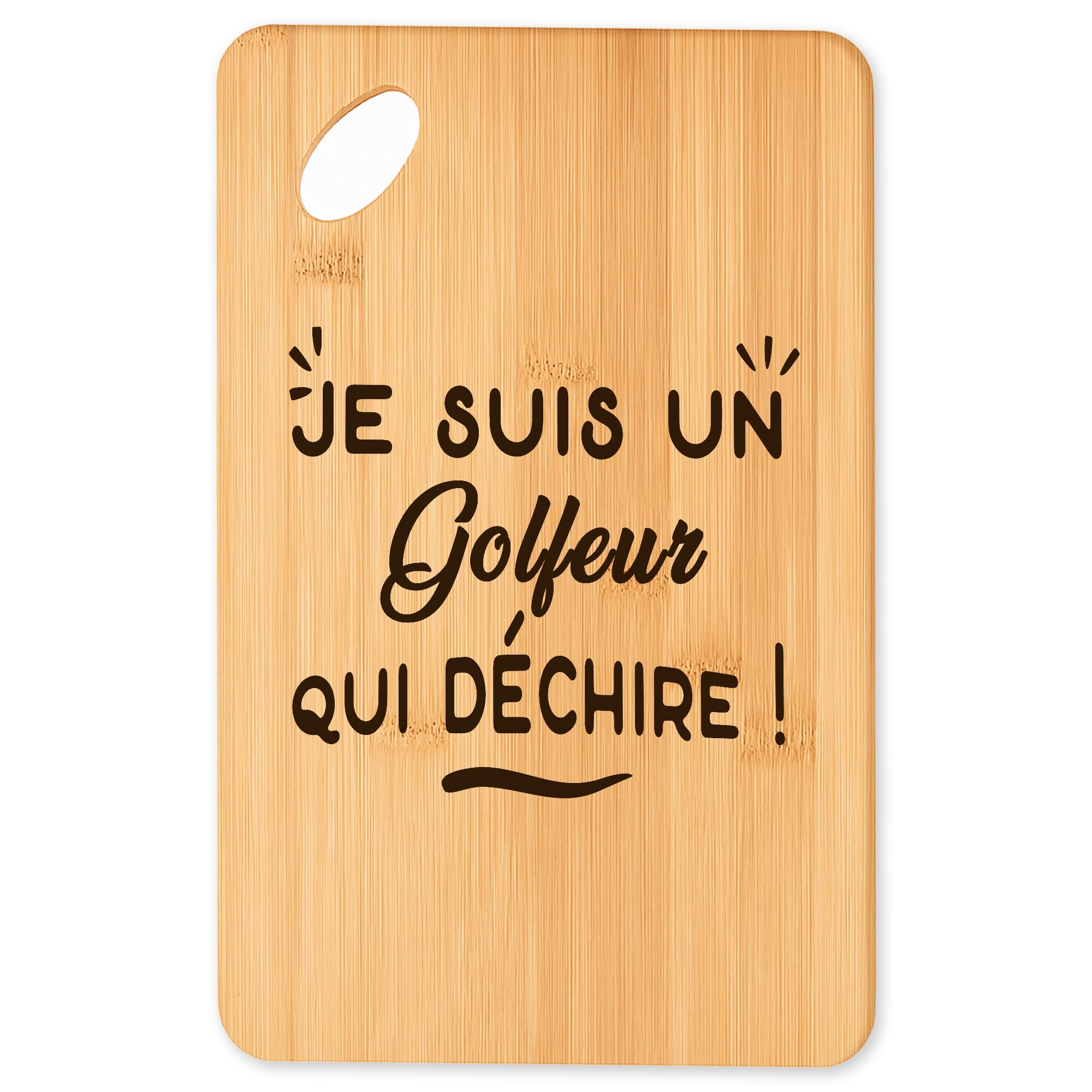 Planche à découper golfeur plateau apéro bambou cadeau barbecue