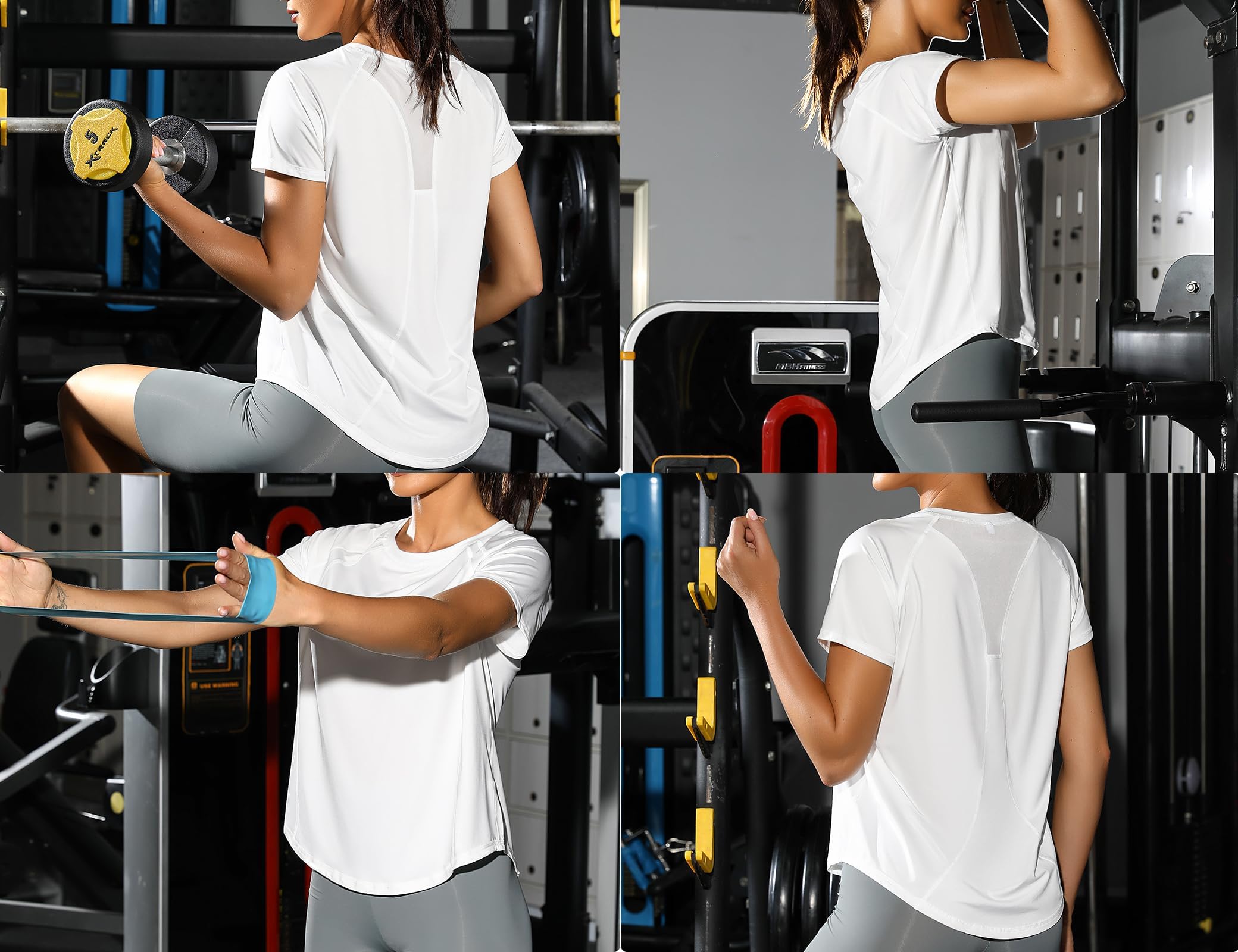 Gyabnw Camiseta Deportiva para Mujer, Camiseta de Manga Corta, Camiseta de Entrenamiento, Rápido Camisetas de Malla Mujer Yoga Fitness Top Ropa Deportiva Entrenamiento Atlético