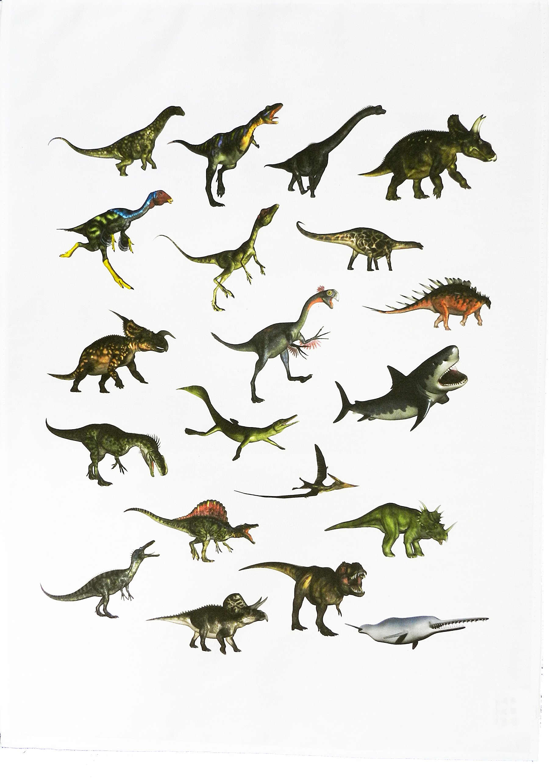 Half A Donkey White Dinosaur Collection Cotton Tea Towel