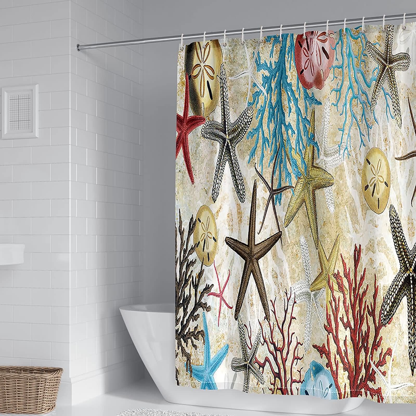Rideau de douche marin 165x200cm pour transformer la salle de bain en spa