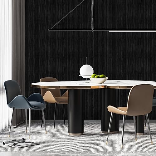 Miniatura 4 de Papel tapiz negro para despegar y pegar, textura vintage de 15.7 x 120 pulgadas, papel de pared extraíble impermeable para paredes de habitaciones,