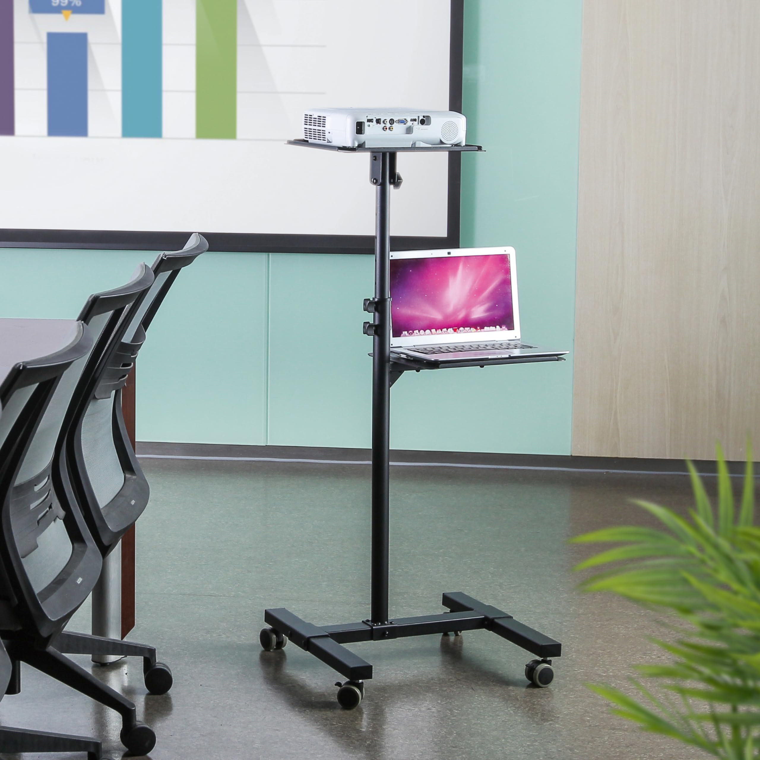 RICOO Supporto proiettore pavimento CZ0800 Porta beamer mobile Cavalletto terra Altezza regolabile Rialzo universal Mensola per PC portatile