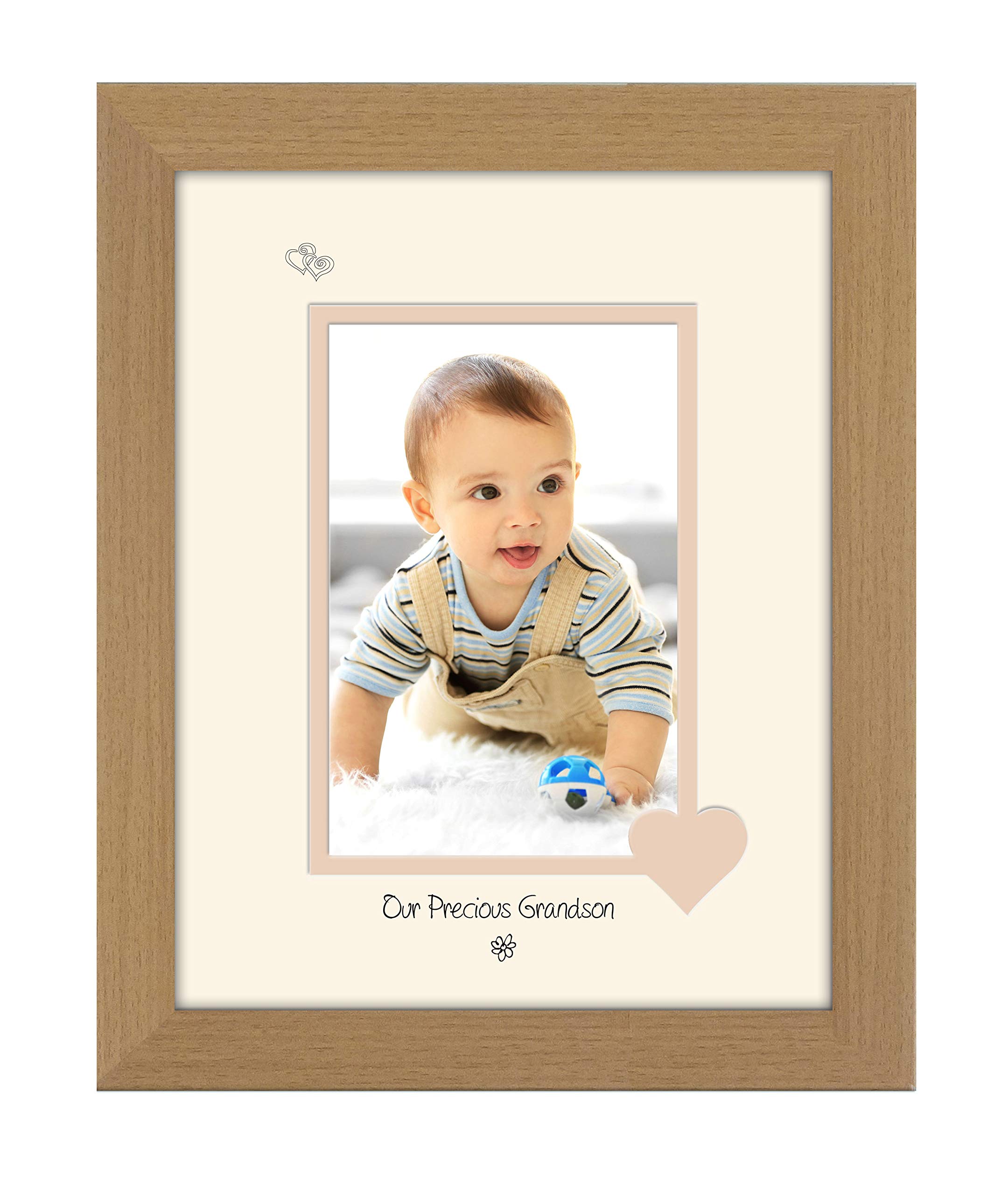 Photos In A Word Oak Finish Frame Cream Mount Beige Inside Grandson Photo Frame Portrait Our Precious Double Mounted Quality Gift 1041F (Oak Finish Frame Cream Mount Beige Inside)