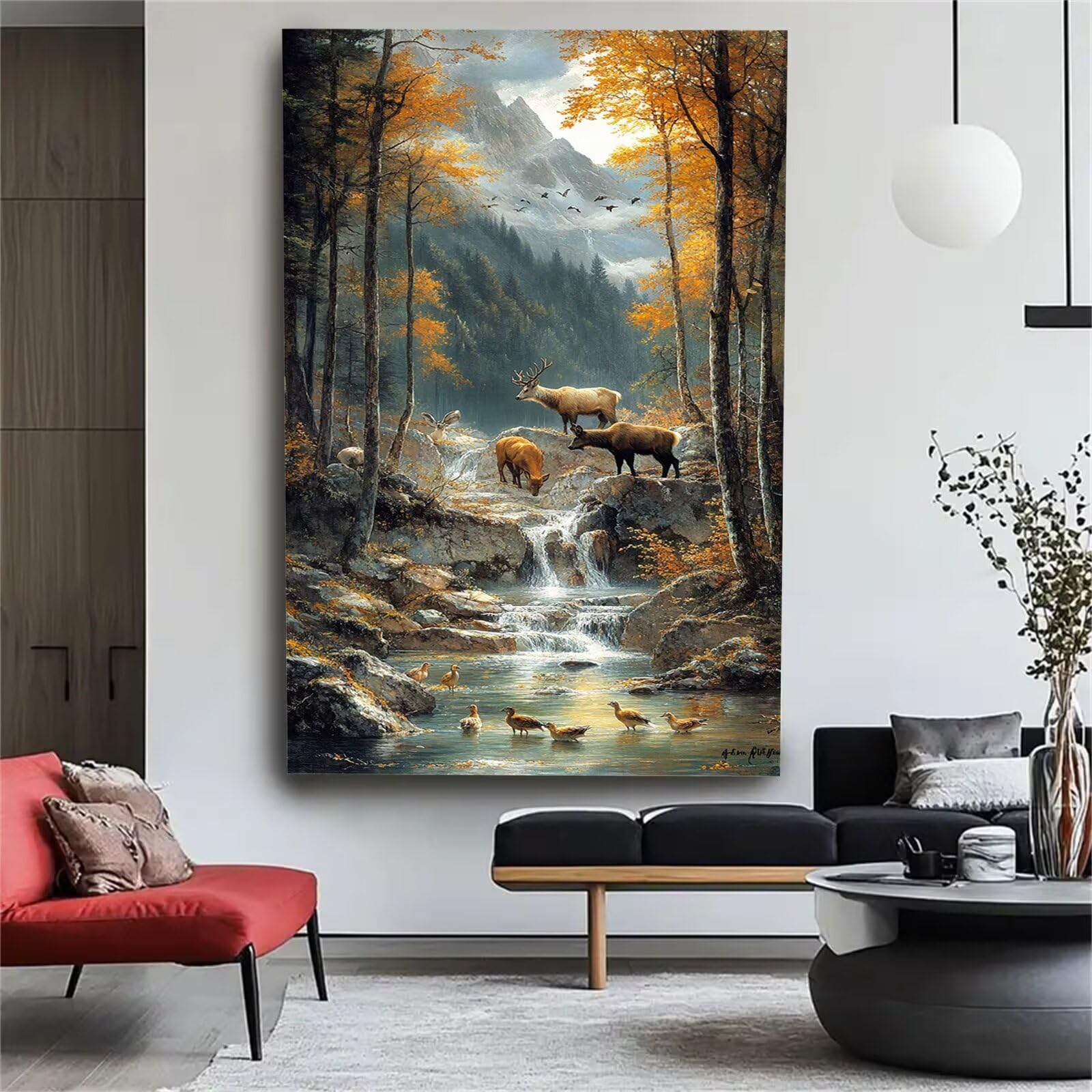 Malen nach Zahlen Erwachsene Großes Format 70x120cm, Herbst Panorama DIY Malset Komplettset auf Leinwand, Ohne Rahmen Acryl Ölgemälde Malen nach Zahlen Landschaft, Geschenk für Frauen,w-1148k