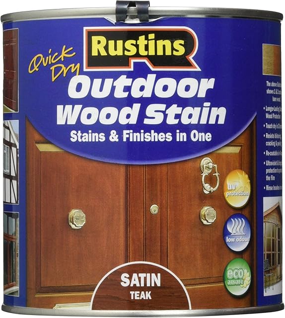 RUSTINS ESTE1000 Outdoor Wood Stain Satin Teak, 1L