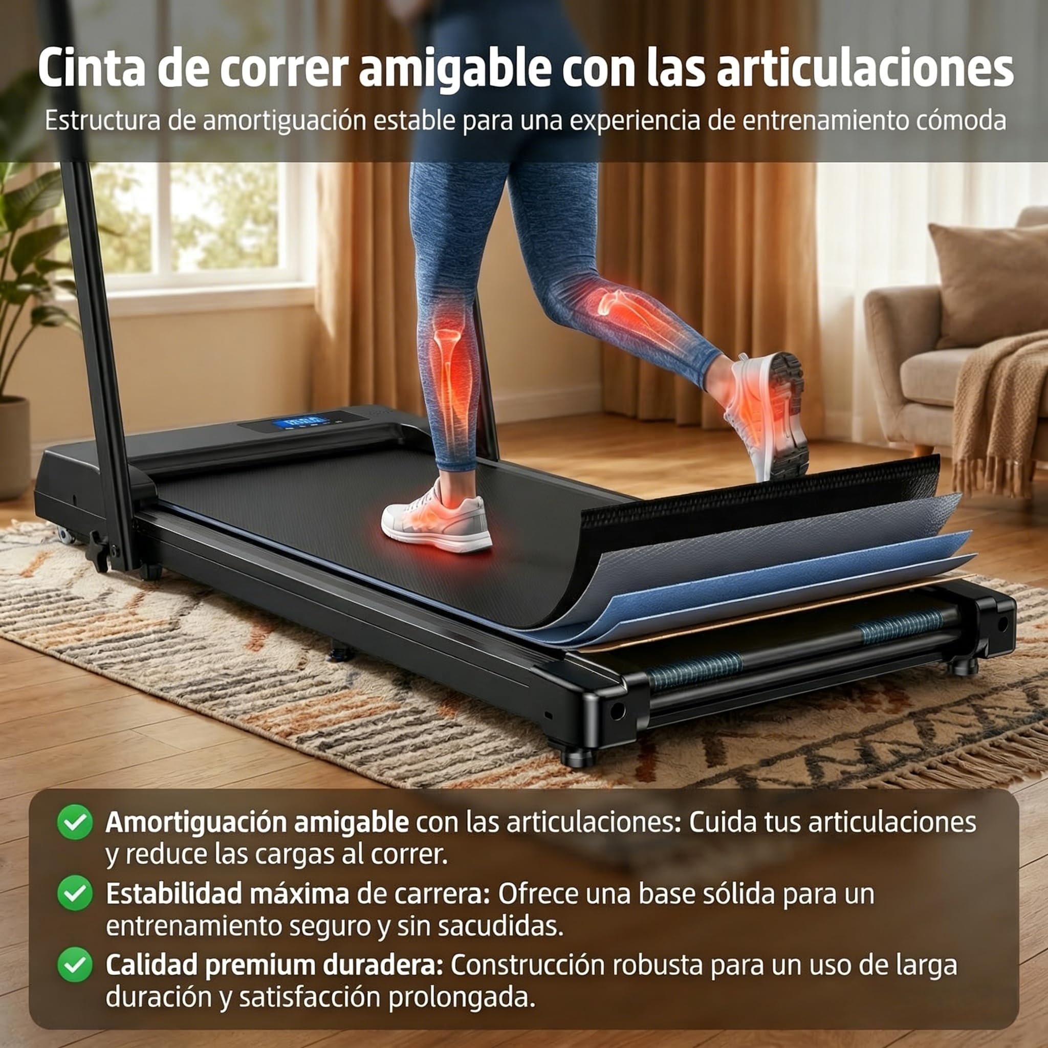 Tapis roulant per casa pieghevole – Upgraded Durevole & Portatile Elettrico Treadmill per Home Fitness con forte supporto a ventosa e telecomando, max 10 km/h per Cardio & Walking (nero)