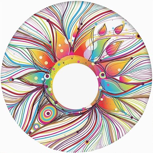 Mantel redondo ajustable con decoración abstracta, diseño floral ondulado ahumado, estampado de arco iris, almohadilla de mesa de poliéster con Azul