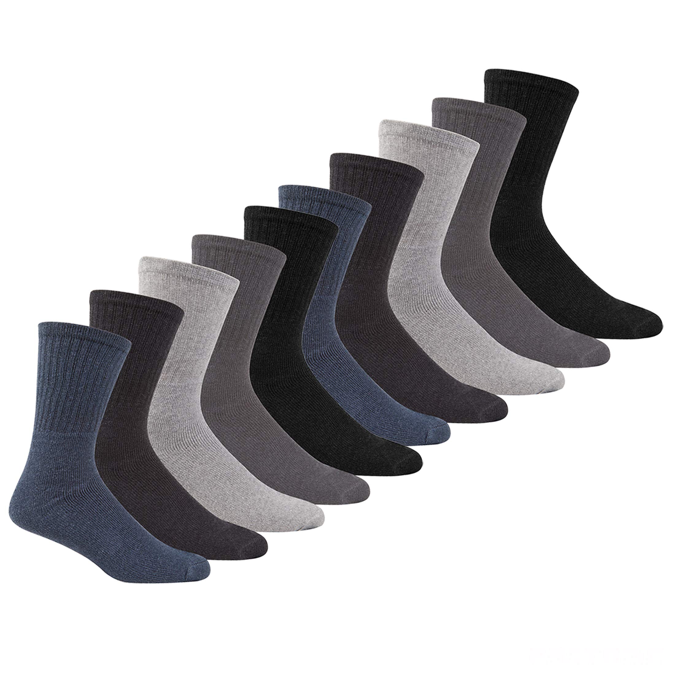 METZUYAN Mens 10 Pairs Sports Socks Cotton Rich Plain Black White Grey Size 6-11