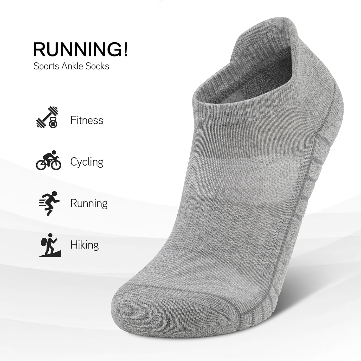 Low Cut Athletic Ankle Socks - Cushioned, Soft & Breathable, Anti-Blister Tab, 6 Pairs Men & Women - Image 3