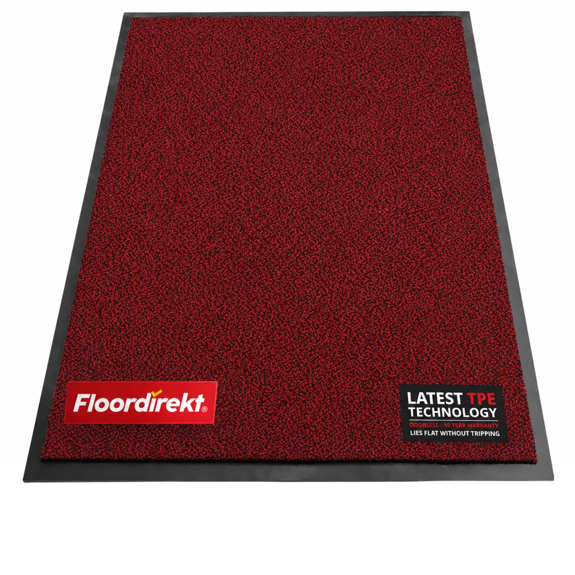 Floordirekt Washable Door Mats Indoor - Outdoor - Non Slip Heavy Duty - Stylish Large Rubber - Perfect Dust Trapping Doormats - Red 135 x 200 cm