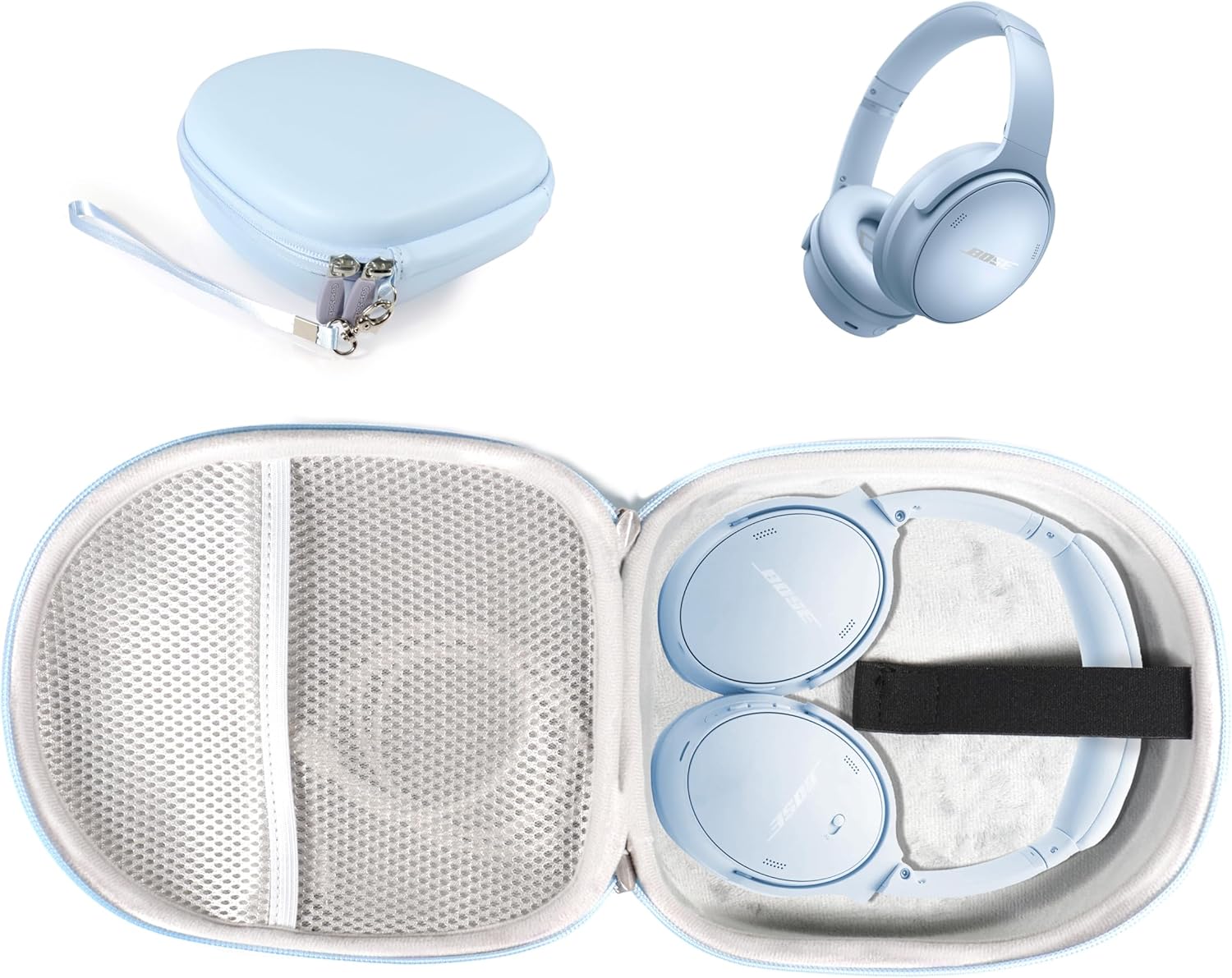 CaseSack Case for Bose QuietComfort Bluetooth Headphones with Microphone, QuietComfort 45, 35, 35 II, Replacement case only (Moonstone Blue)