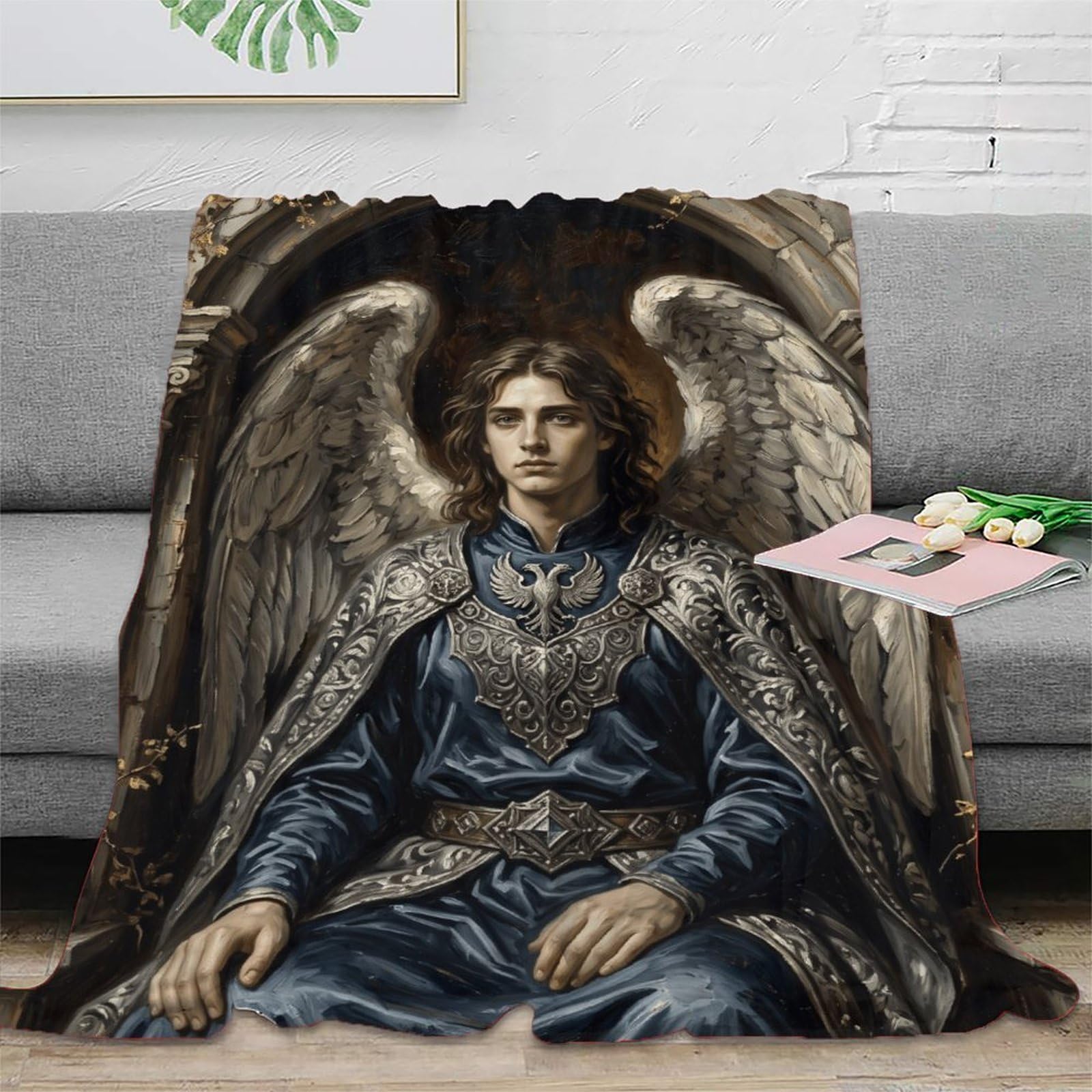 W7C8U2X3 Archangel Michael Classical Throw Blanket, Flannel, Reading
