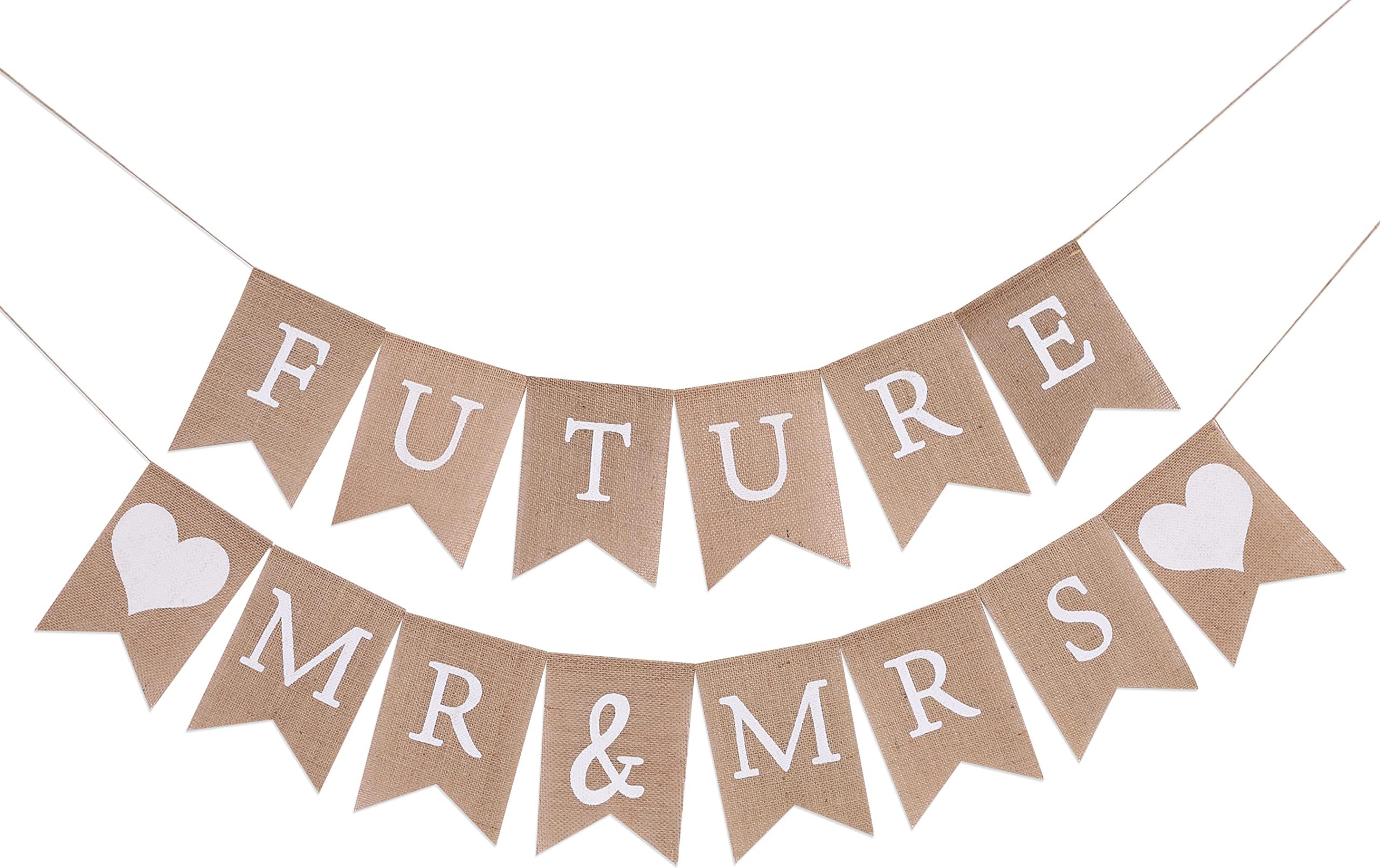 Future Mr&Mrs Burlap Banner - Future Mr&Mrs Couples Shower Decor,Bridal Shower Decorations,Engagement Banner, Best Bridal Wedding Supplies