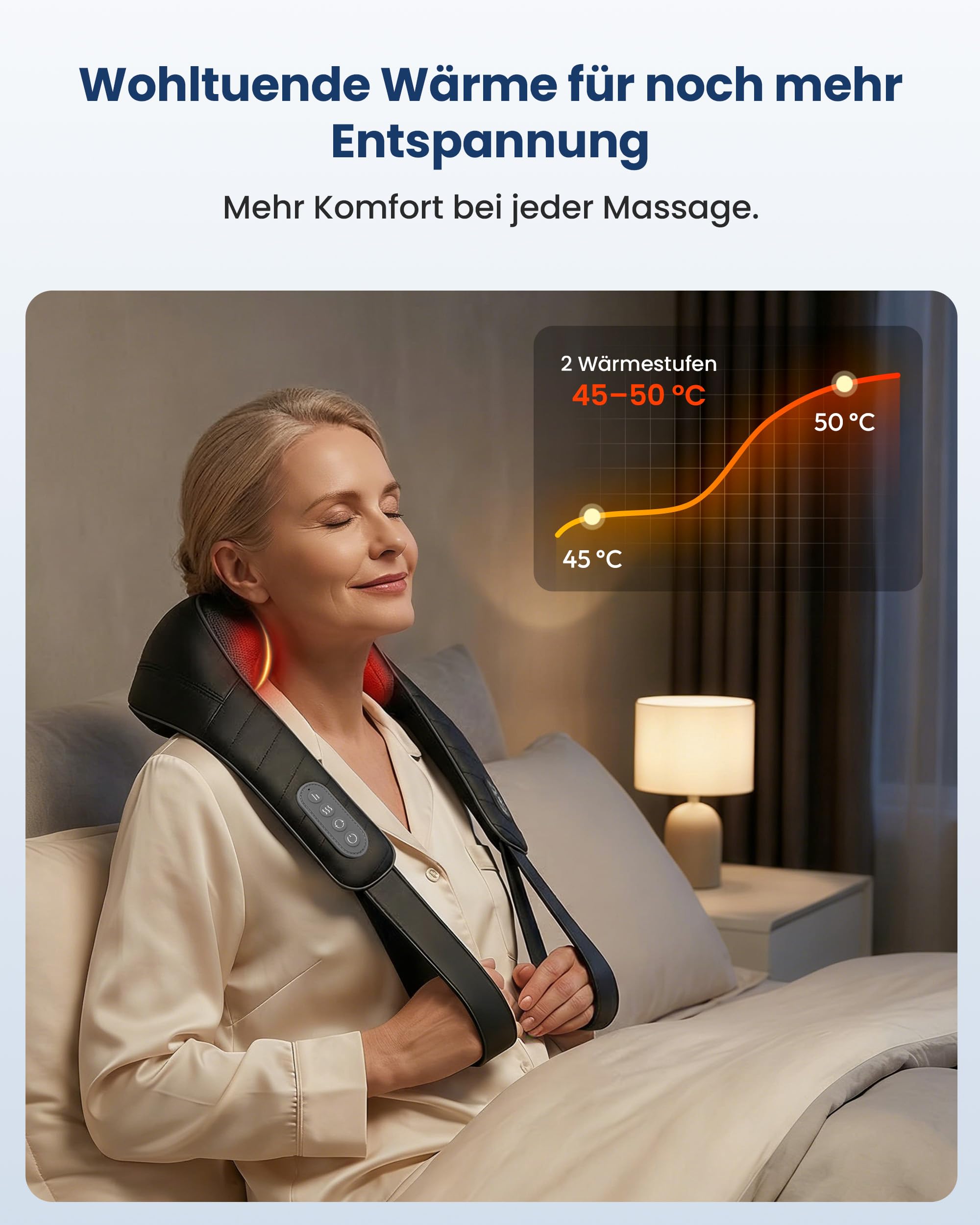 COMFIER Kabelloses Nackenmassagegerät mit Wärme | 4D Kneten Nacken und Schulter Massagegerät, Shiatsu Nacken Rückenmassagegerät Kissen, 2 Heizstufen, Geschenke für Mama Papa