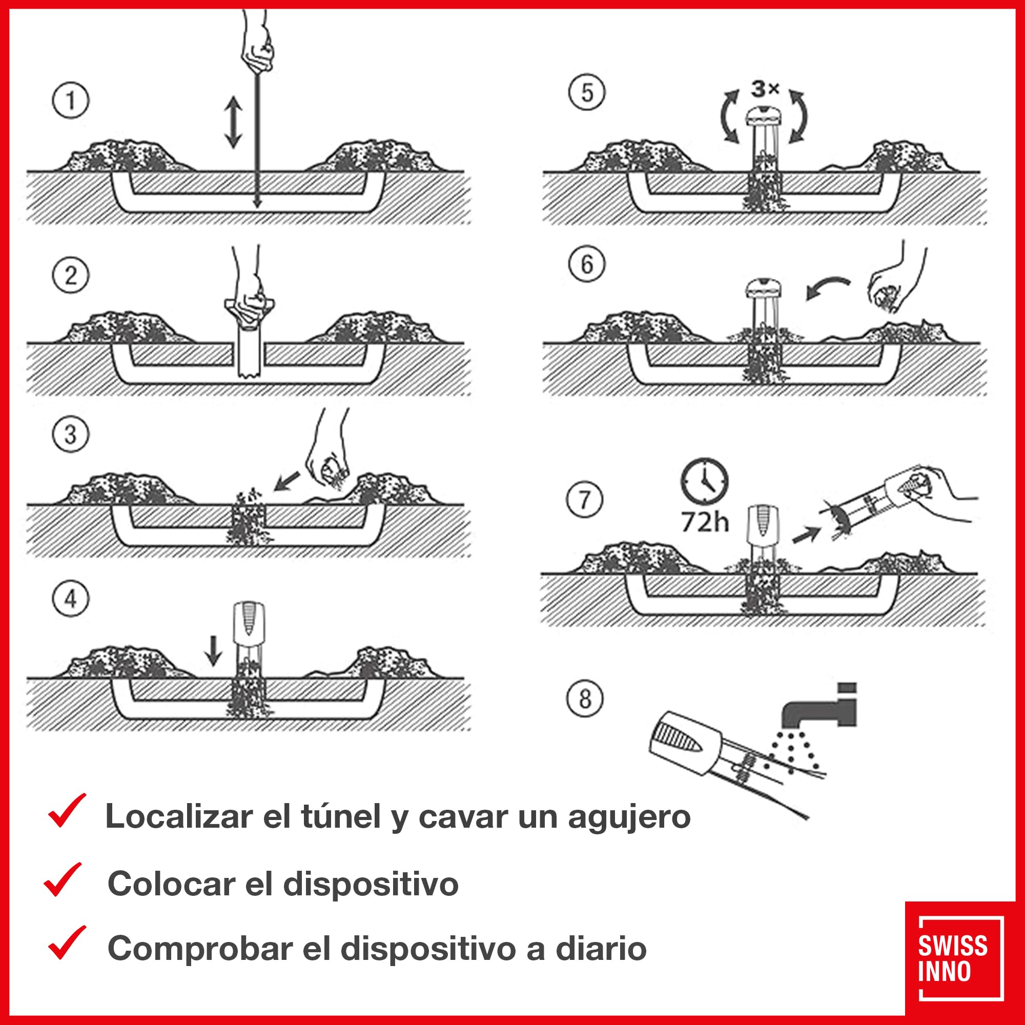SWISSINNO SuperCat Trampa para Topos – Trampa Profesional de Alta Eficacia con Activación en Ambos Sentidos – Reutilizable y Segura – Control de Topos para Jardín