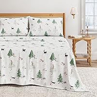Vista 57 de Great Bay Home Christmas Flannel Sheet Set Full Size - 100% Turkish Cotton, Double-Brushed, Winter Bed Sheets - Ultra-Soft, Cozy, 4-Piece Holiday