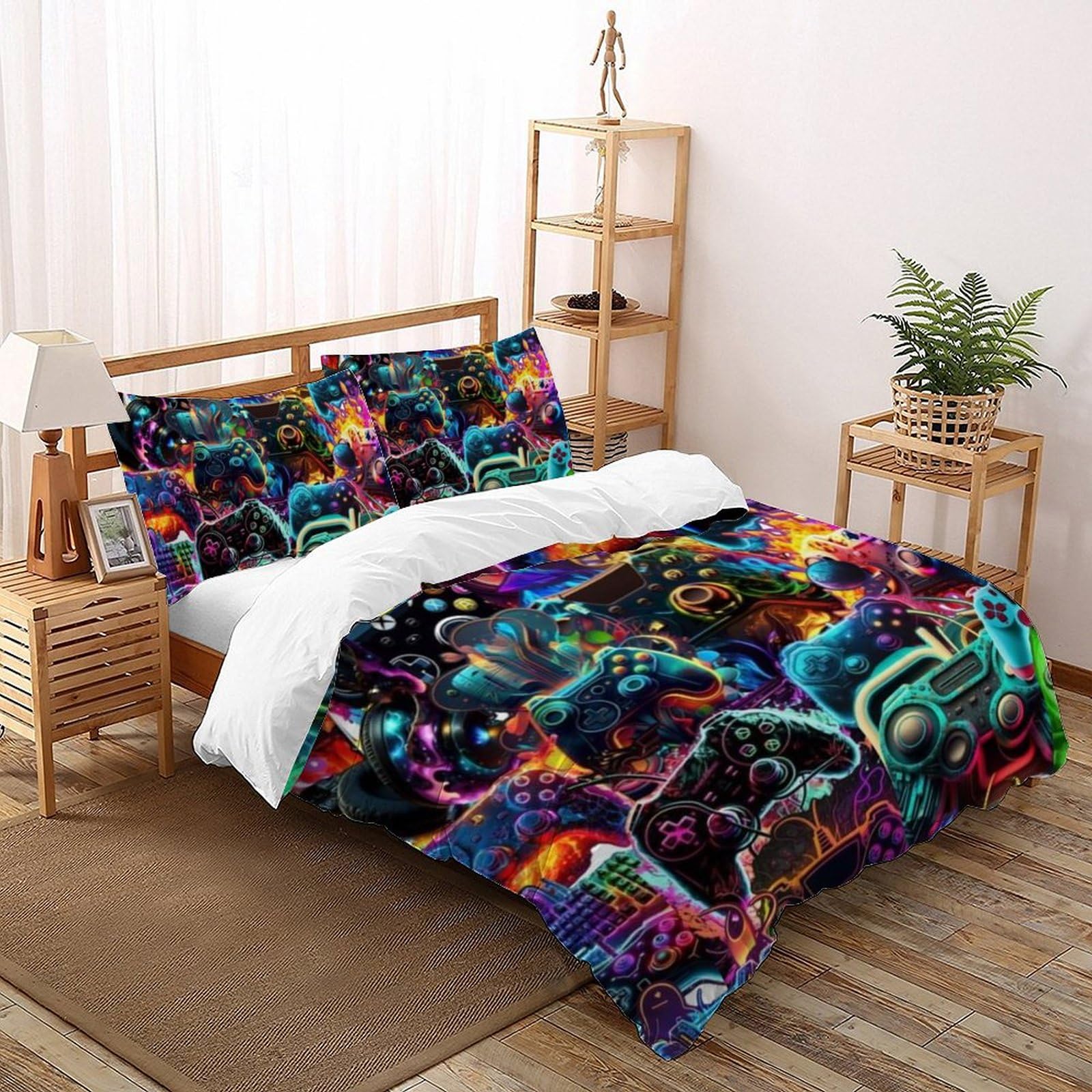 Housse de couette avec fermeture éclair lit double motif sauvage