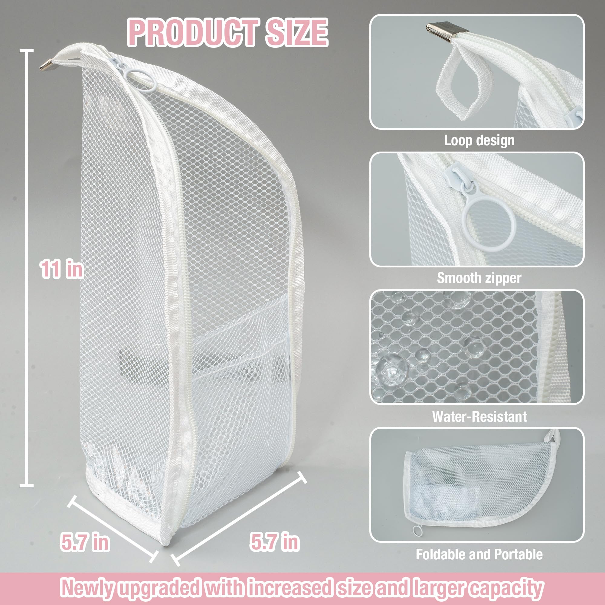 Neceser de pie de 3 piezas – Organizador de viaje plegable portátil con cremallera y bucle, malla EVA de gran capacidad, bolsa impermeable para baño, embalaje de maleta, artículos de tocador
