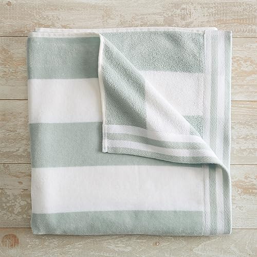 Miniatura 16 de Great Bay Home Paquete de 4 toallas de playa de terciopelo de algodón 100% de 30" x 60" - Toallas de piscina a rayas de cabana rosa/blanco - Secado