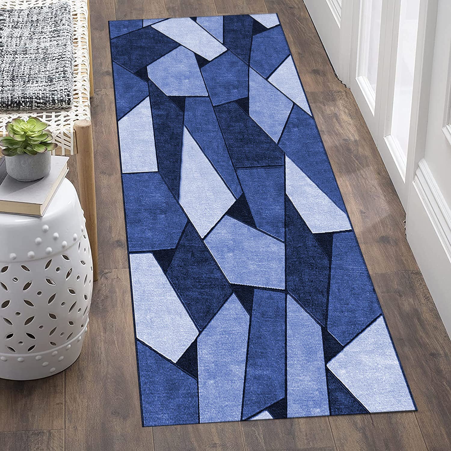Teppichläufer, rutschfest, waschbar, modernes geometrisches Design für Flur, Eingangsbereich, Büro, geeignet für stark frequentierte Bereiche