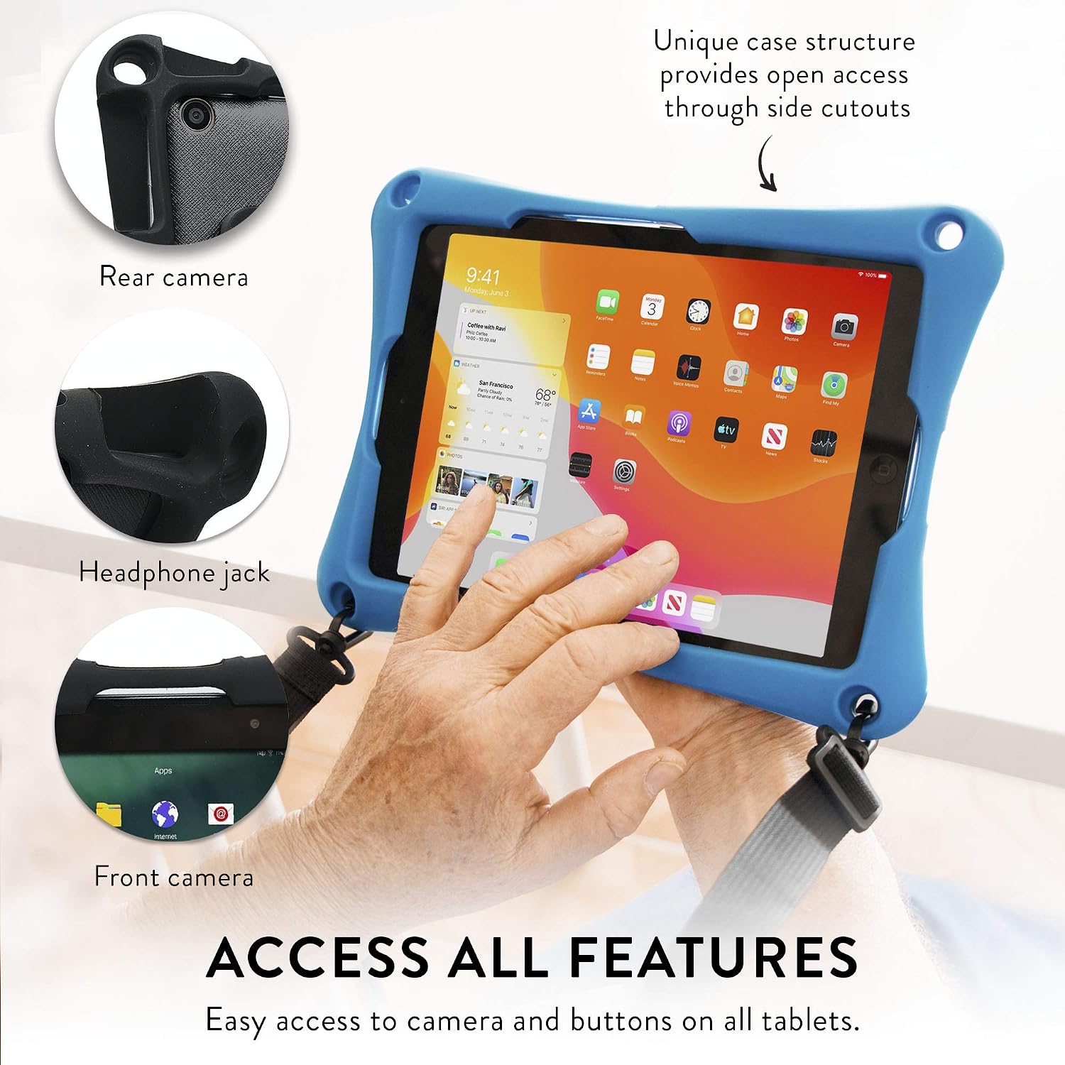 Cooper Trooper 2K Rugged Case for 7" Tablet | Universal Fit | Tough Bumper Protective Drop Shock Proof Kids Holder Carrying Cover Bag, Stand, Strap