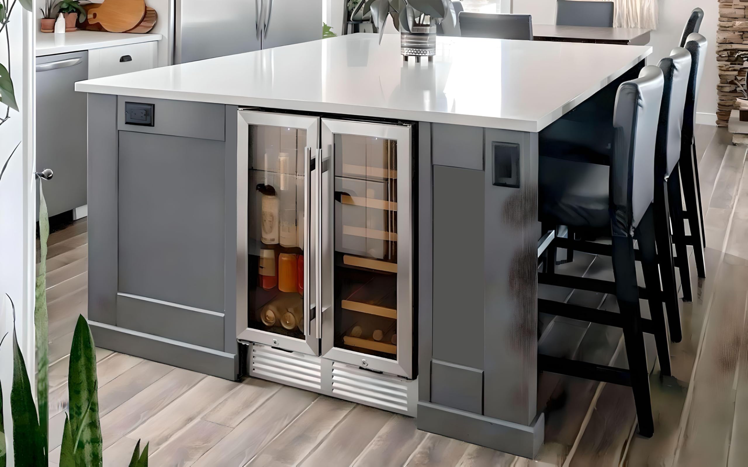 Koolatron Dual Zone Wine Fridge And Wine Cooler, 56 Cans & 18 Bottles (24 Inch), Built-In Or Freestanding Compressor Under Counter Wine Refrigerator, Independent Temperature Control With French Doors on Fridge.com - View 6