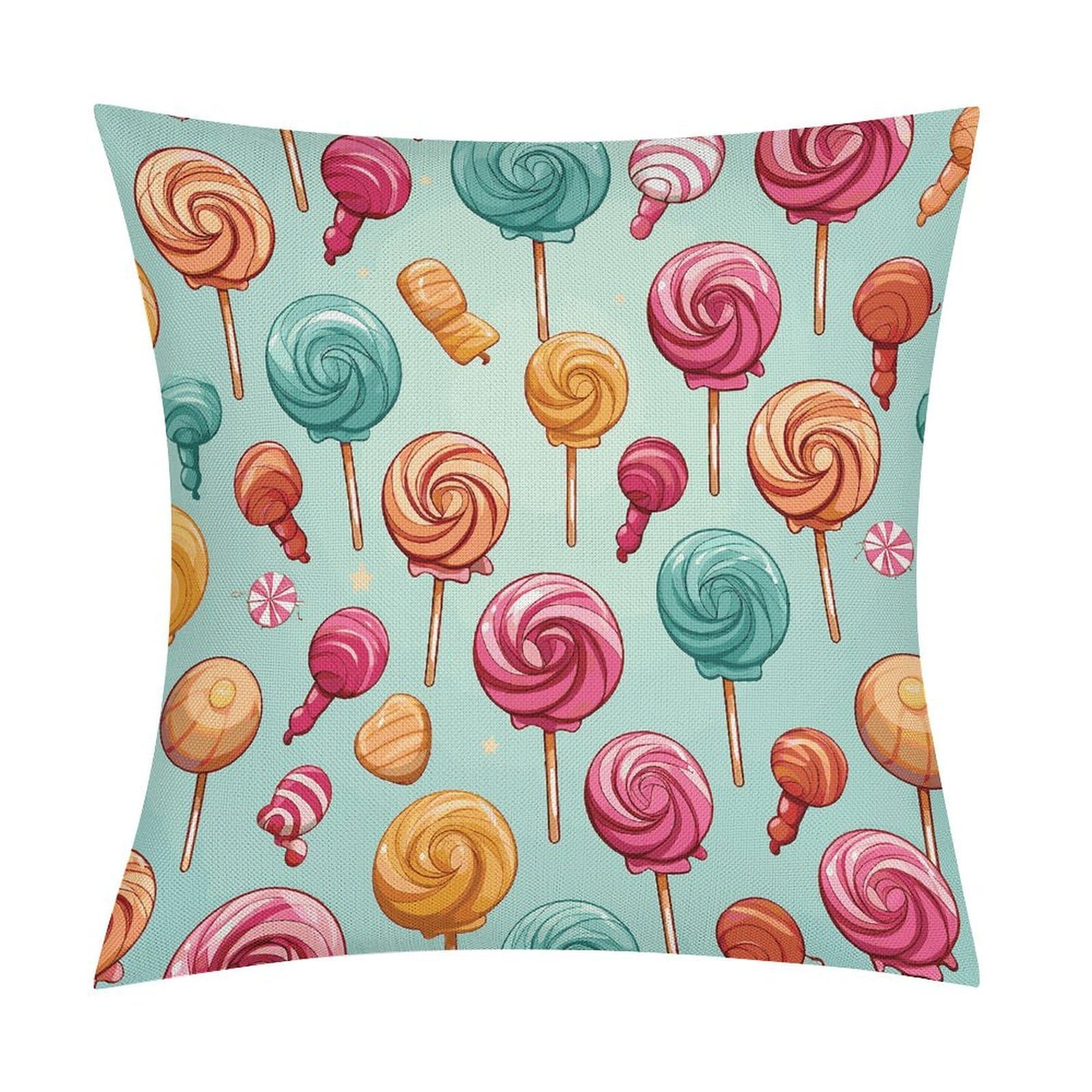JTREHY Candy Throw Pillow Covers Farmhouse Pillow Cover Standard Pillow Shams Decorative Square Pillowcases Soft Pillow Cases Wrinkle Fade Resistant for Couch Home 18x18 Inch