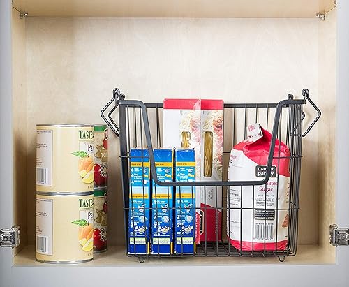 Miniatura 7 de DII - Cubo de almacenamiento apilable de malla de alambre de metal, grande y rectangular, 33 x 25 x 28 cm, gris frío