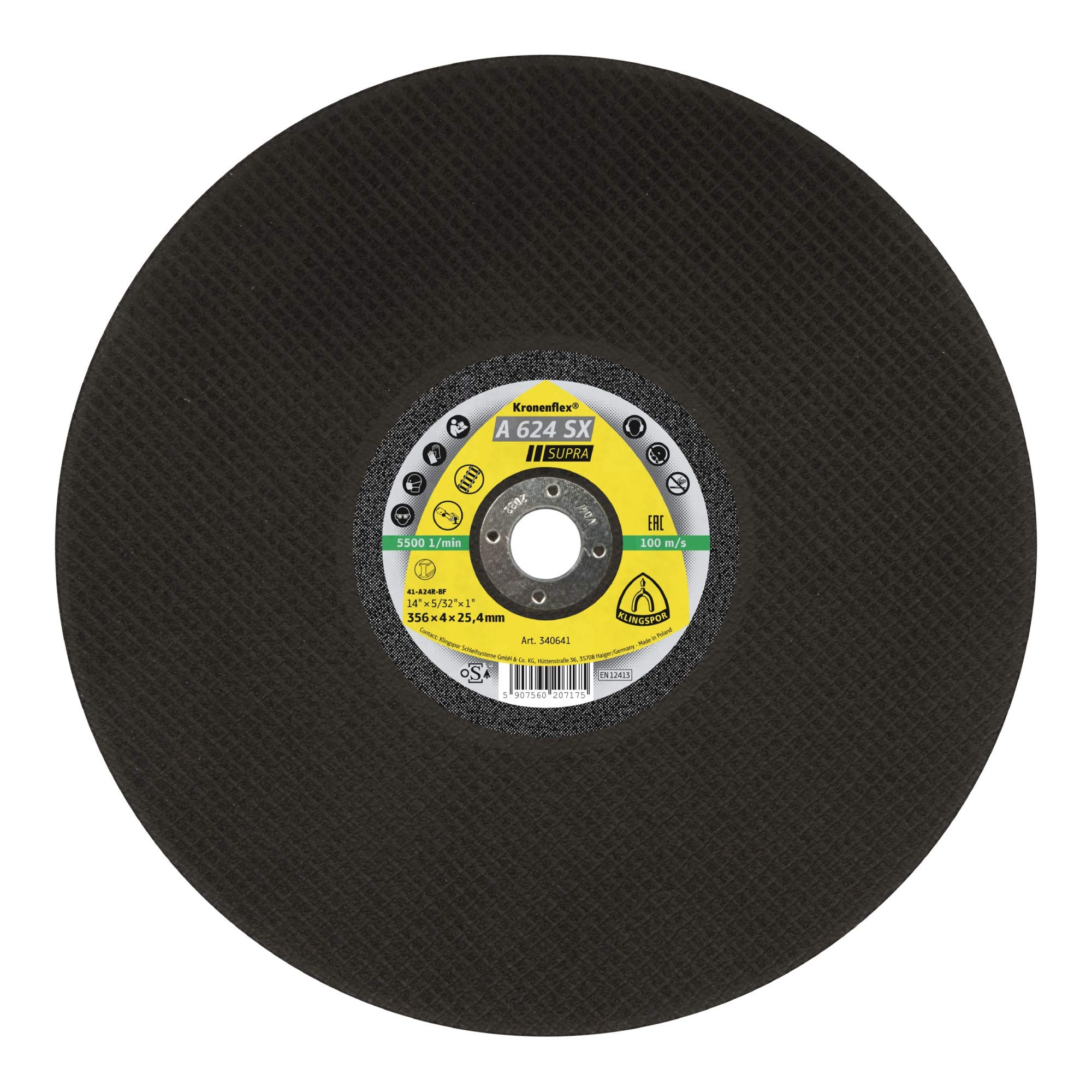 340641 A 624 SX Supra - Dischi da taglio grandi per acciaio, dritti, 356 mm x 4 mm x 25,40 mm, 10 pezzi