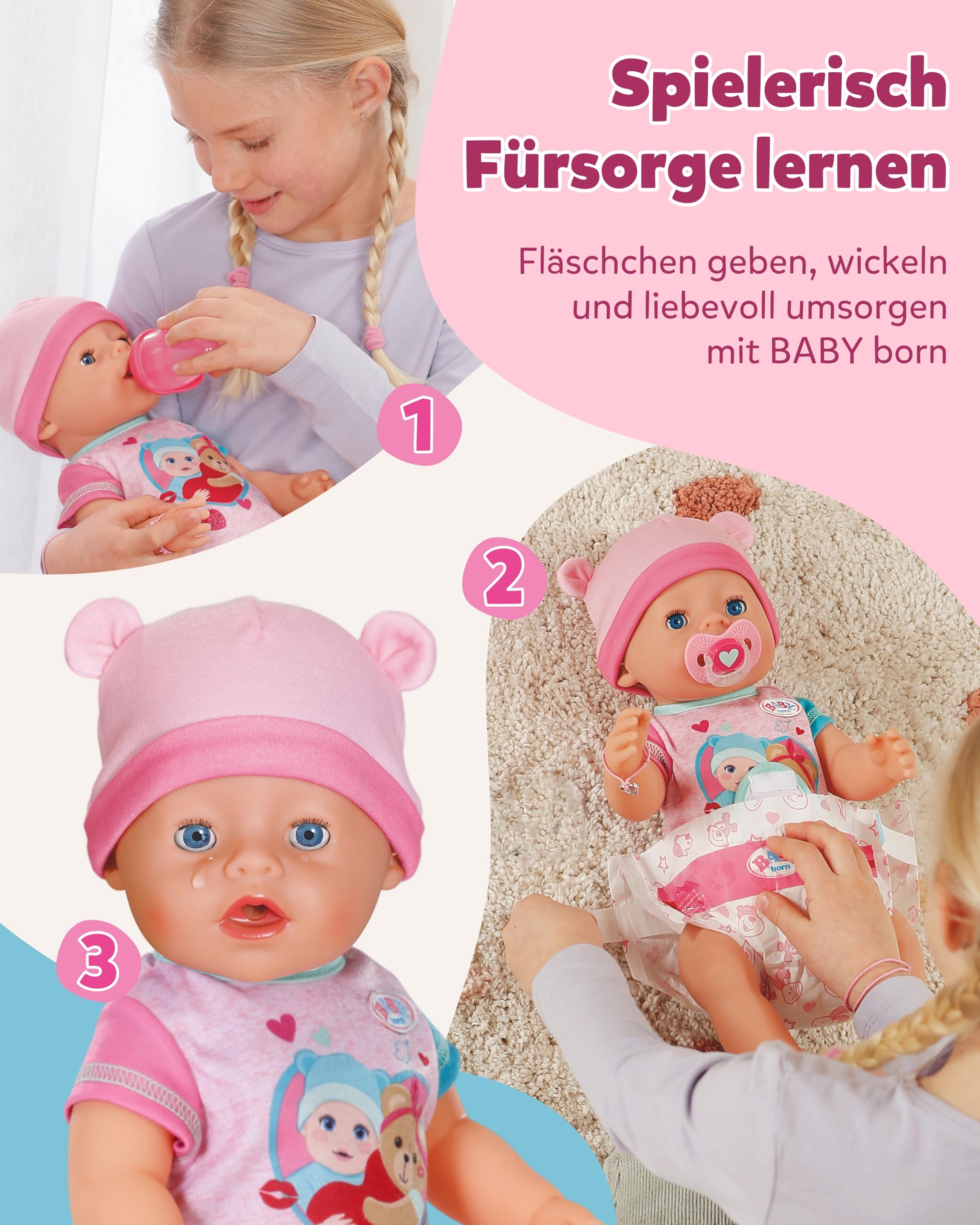 BABY Born Emma 43 cm Babypuppe 10 Funktionen Accessoires Strampler ohne Batterien ab 3 Jahren