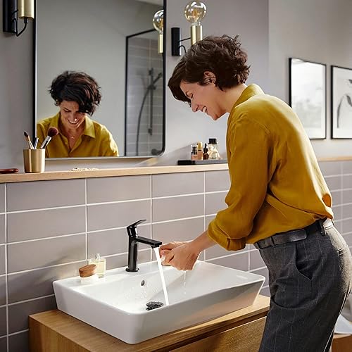 Miniatura 3 de hansgrohe 72557001 Rebris E 110 con desagüe emergente, grifo de baño cromado de 1.2 GPM de un solo agujero