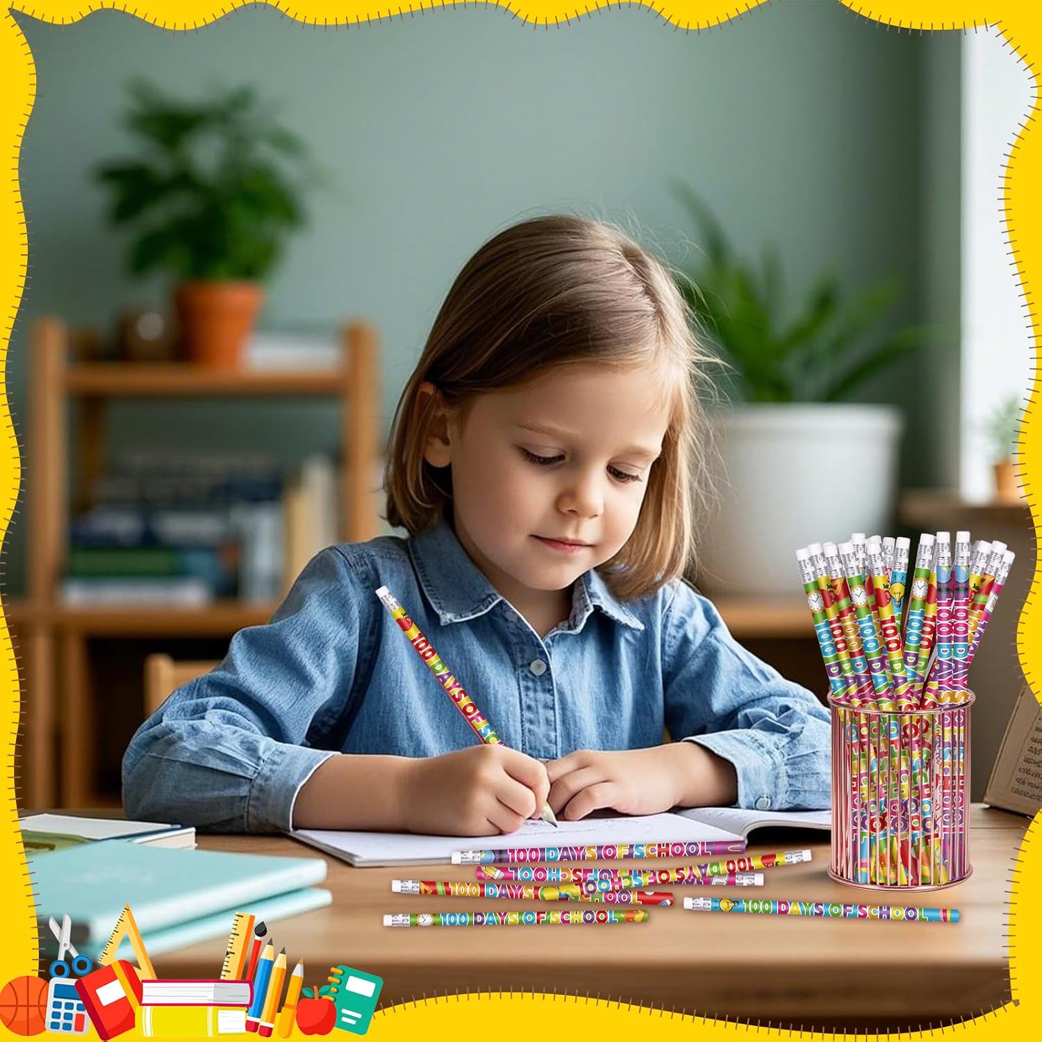 100 Days of School Pencils Happy 100th Day of School Pencils Colorful Pencils First Day of School Pencils Inspirational Pencils Novelty Pencils for Student Teacher, 6 Style (120)