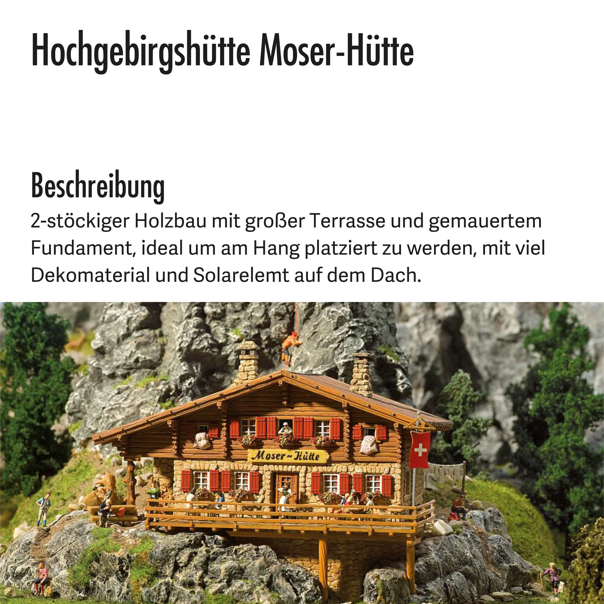 FALLER Hochgebirgshütte Moser-Hütte Modellbausatz mit 274 Einzelteilen 182 x 130 x 120 mm I Modelleisenbahn Zubehör H0 I Modelleisenbahn H0 Berghütte
