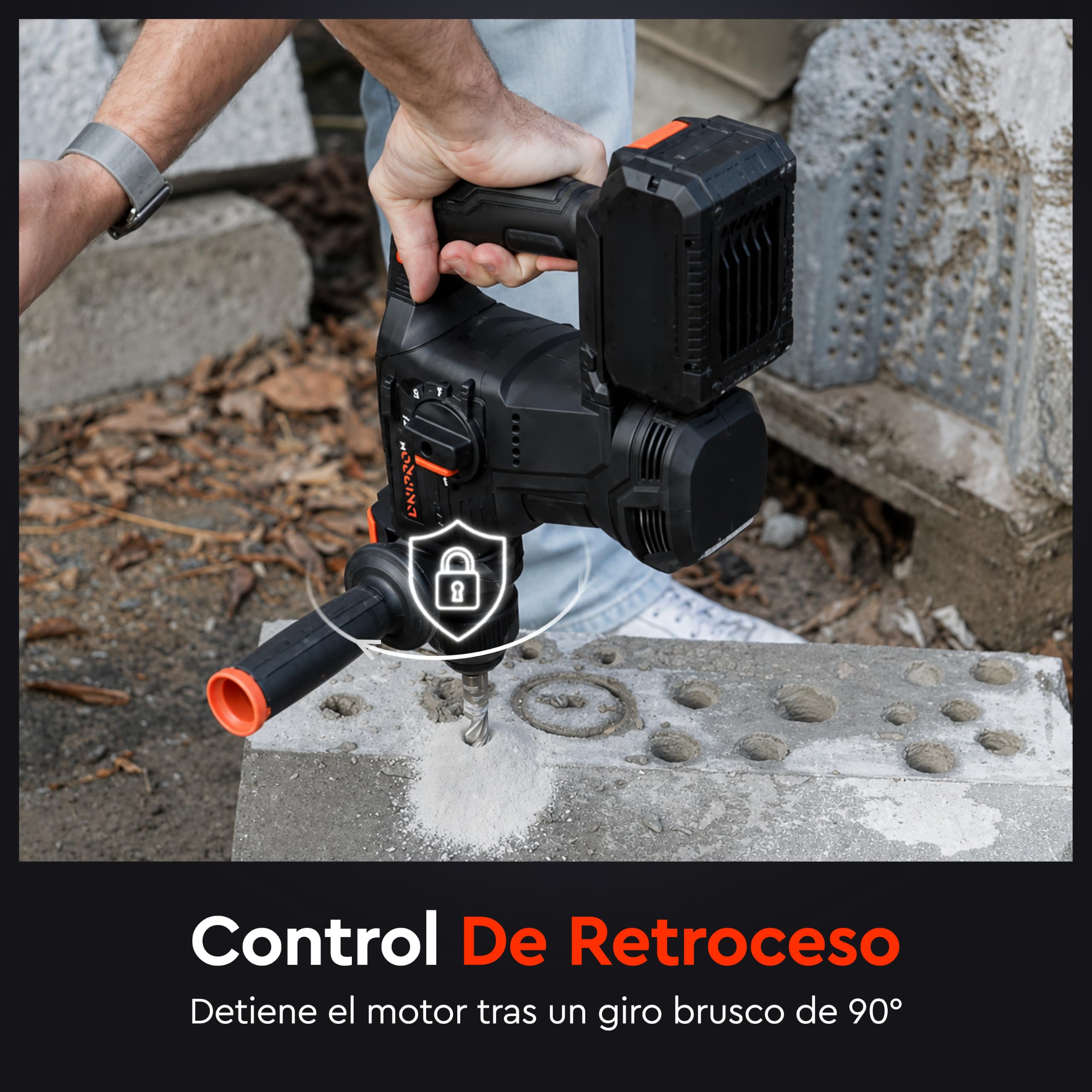 Martillo Perforador SDS Plus 20V Brushless con Batería 4Ah y Cargador, 4J, Ø26 mm Hormigón Armado, Antivibración, Protección Antirretroceso, DHR-203 BCX