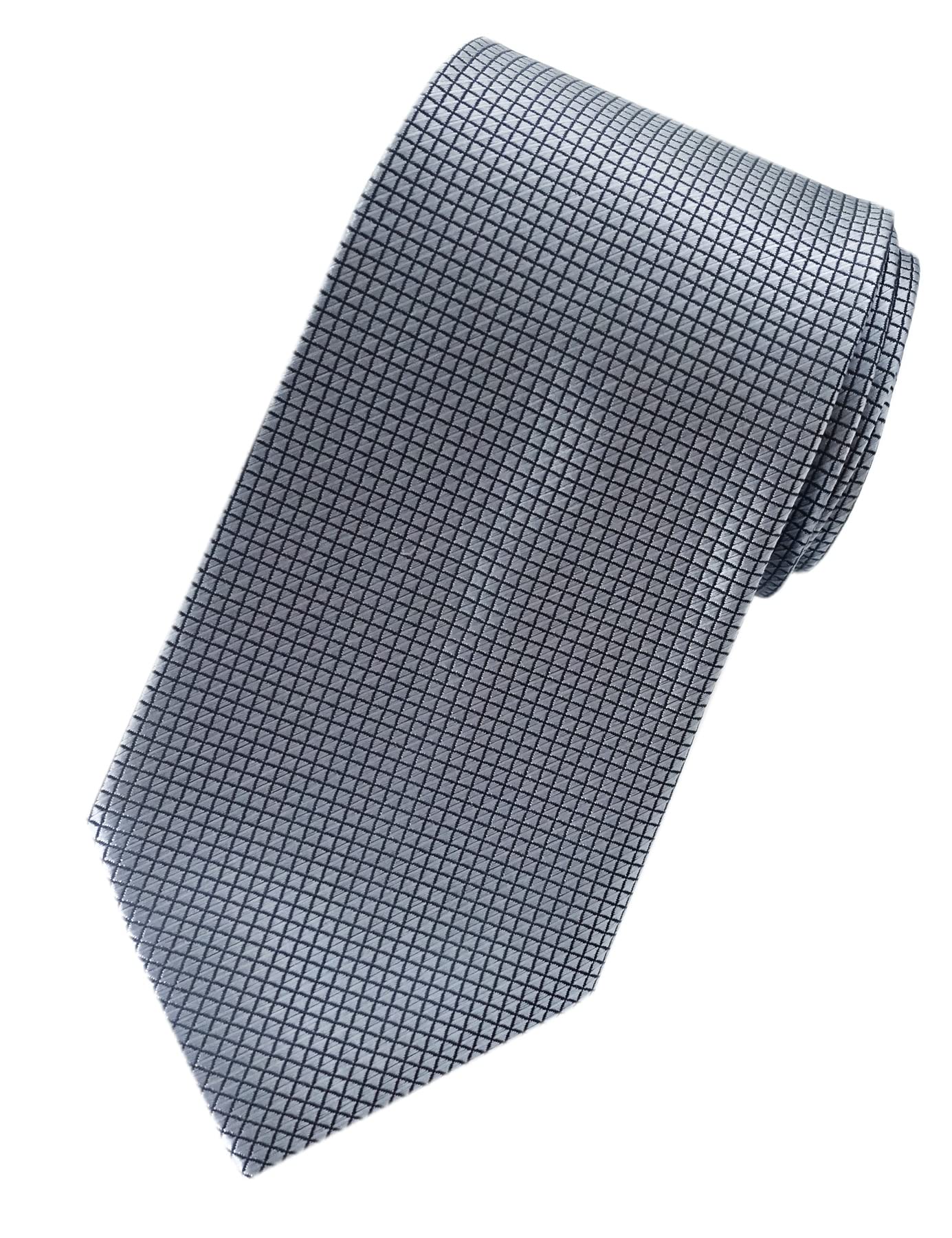 Towergem Men's Grey Extra Long Tie Woven Jacquard Necktie Xl 63"
