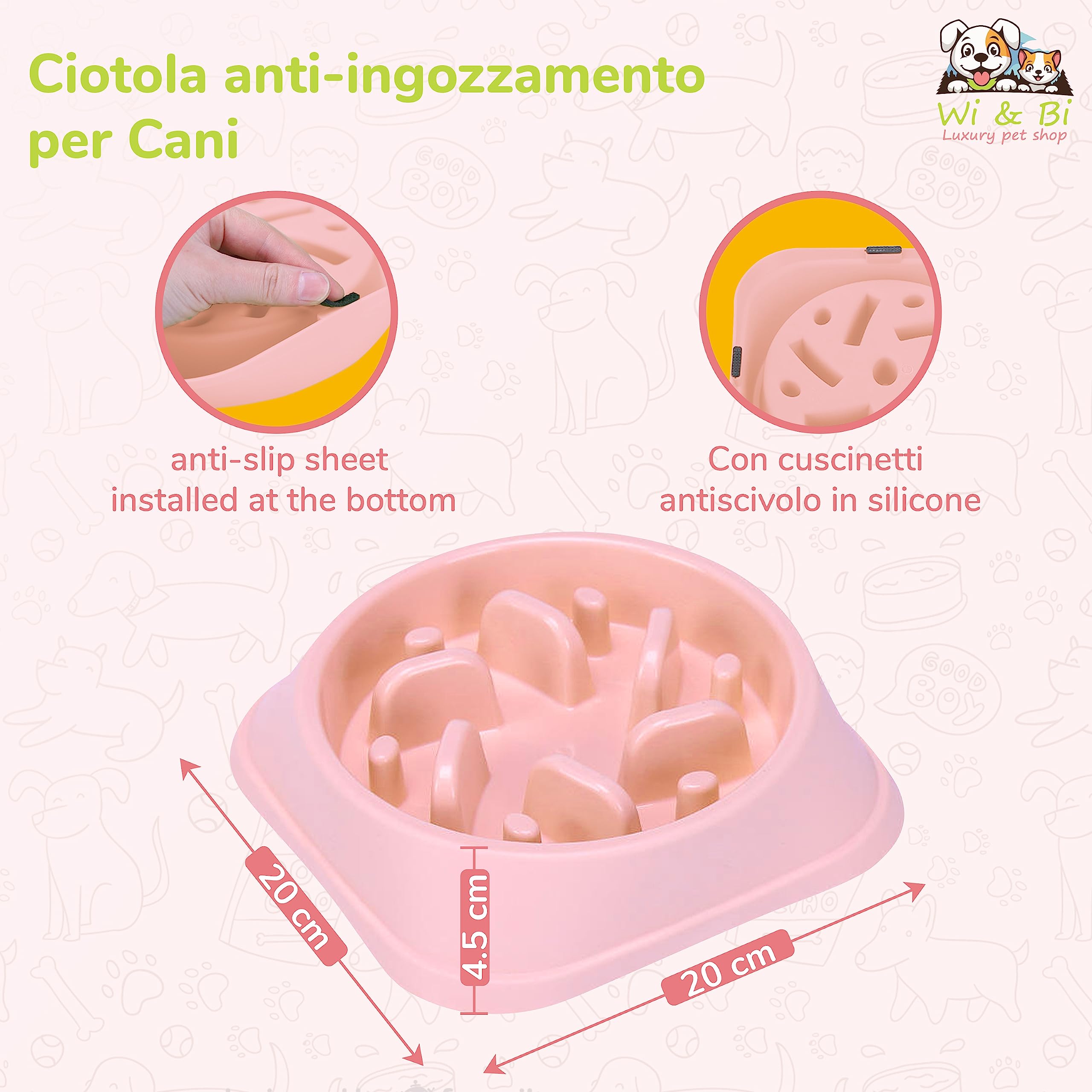 Ciotola Anti Ingozzamento Flamingo Bobo Per Cani Piccoli | 500 Ml, Base Antiscivolo | Alimentazione Lenta - Foto 7