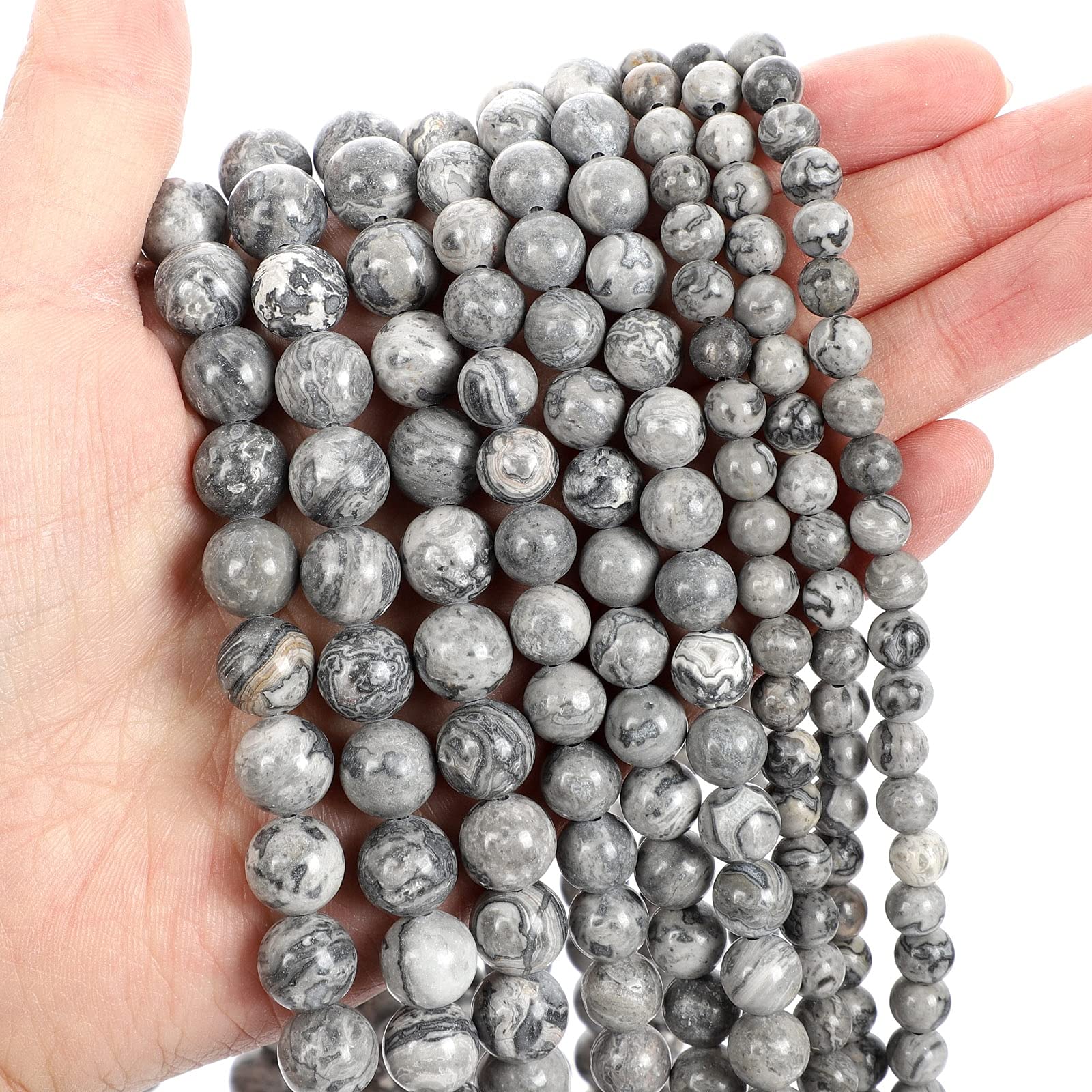 koraliki, Szary kamień mapowy luzem do wyrobu biżuterii, bransoletki DIY(12mm about 30 pcs)