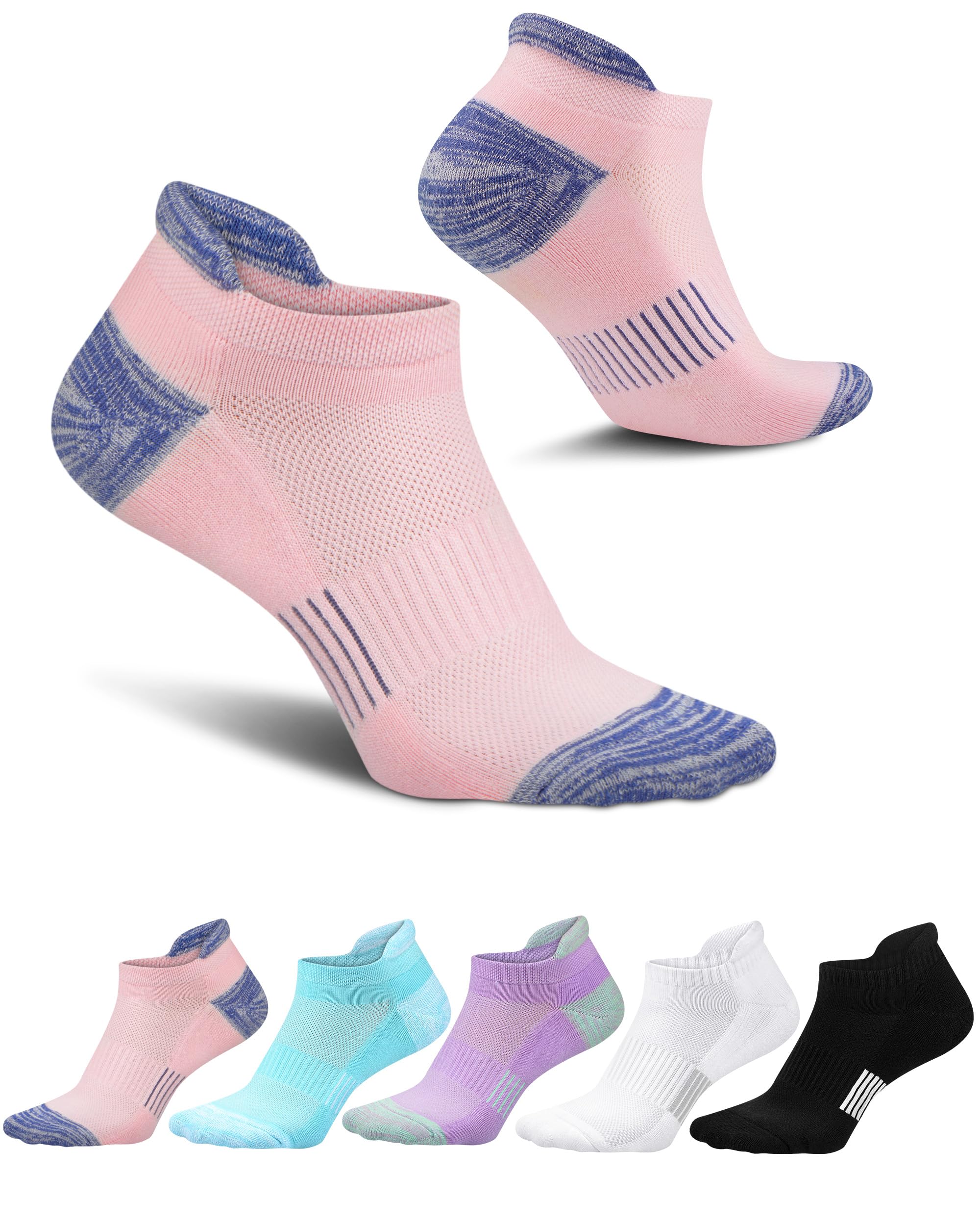 Amutost Calcetines tobilleros para mujer, atléticos, cómodos, acolchados, 3/5/6 pares