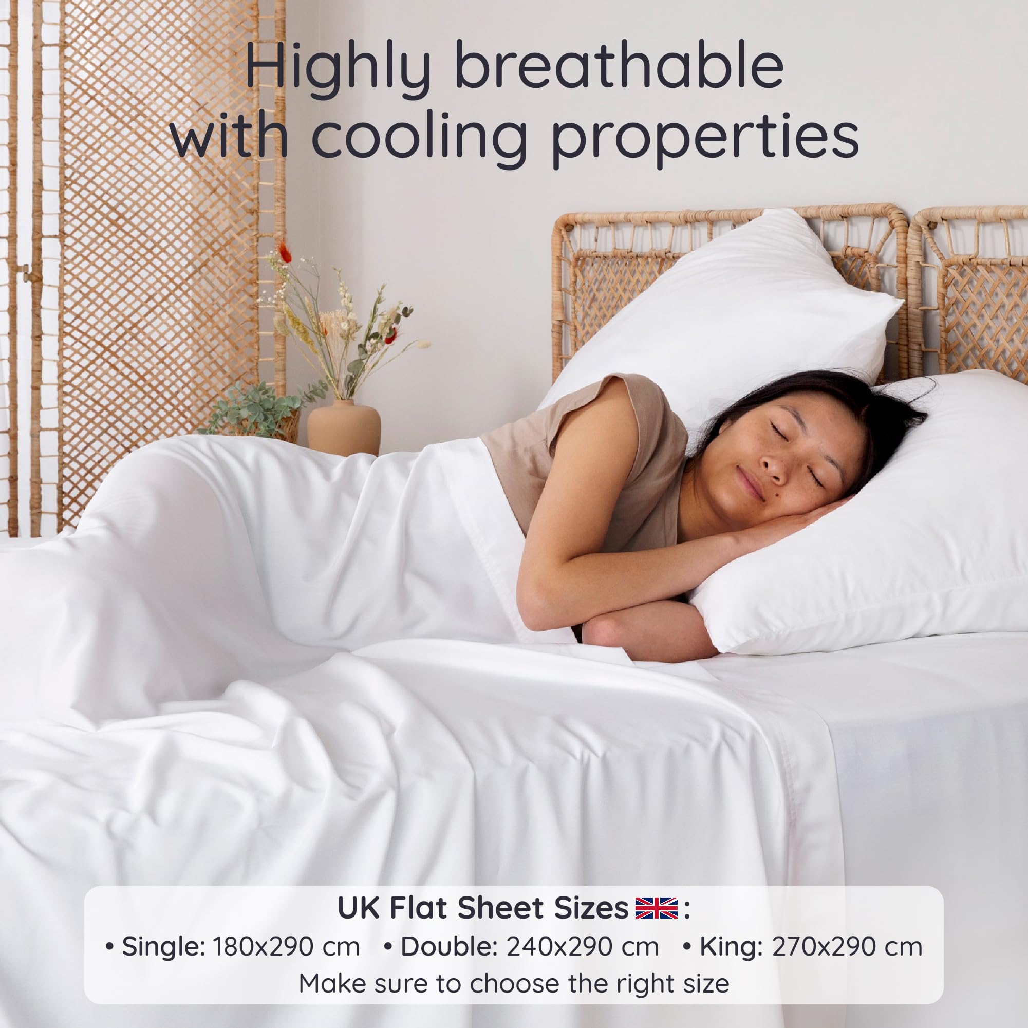 Bambaw Bamboo Flat Sheet Single, 180x290 cm, Keep Cool at Night Anti Allergy Bed Sheets, Soft Single Bamboo Sheet - Image 3