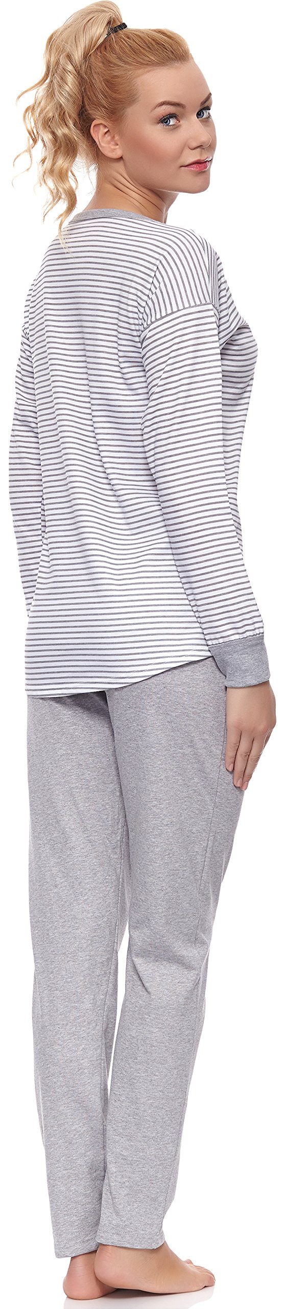 Italian Fashion Pyjama Femme Coton | Ensembles de Pyjama Femme | Pyj' Hiver Chaud avec Poches | Vêtements de Nuit | 2 Pièces avec Haut à Manches Longues et Pantalon S-XXL