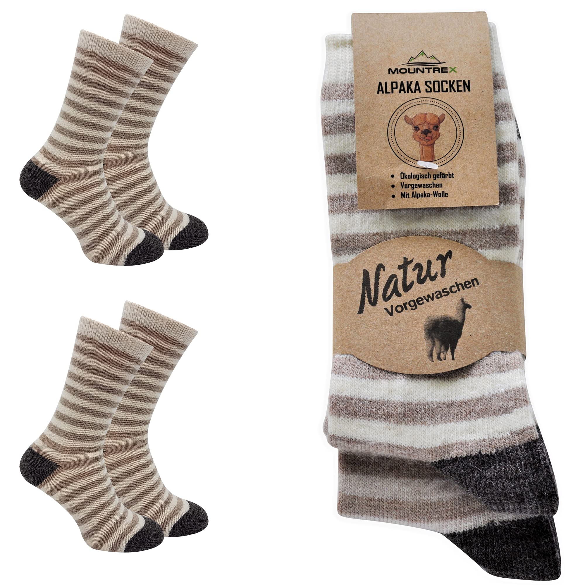 MOUNTREX® Alpaka Socken, Wollsocken für Damen und Herren - Wintersocken, Warme Haussocken, Thermosocken - Dünn - Kuschelsocken - 2 Paar