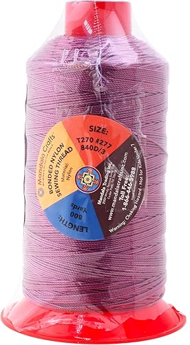 Miniatura 619 de Mandala Crafts Hilos de coser resistentes de nailon consolidado, hilo para tejer jeans de cuero, hilos de tapicería marina al aire libre, Beige