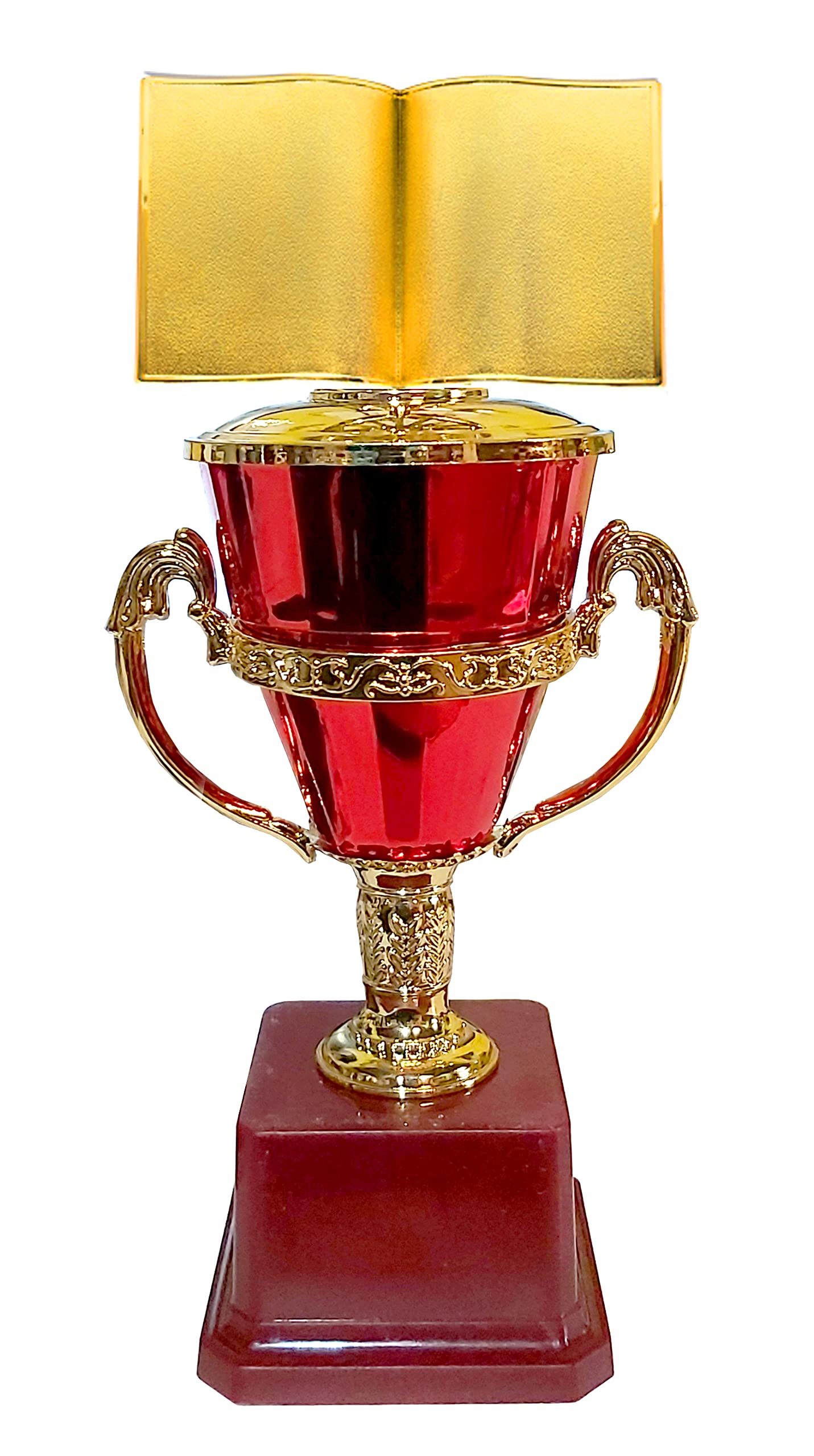 Be Win Winner Red & Golden Fiber Cup Book Trophy for Events, School Functions, & School Games Size 12" Inches-image-11