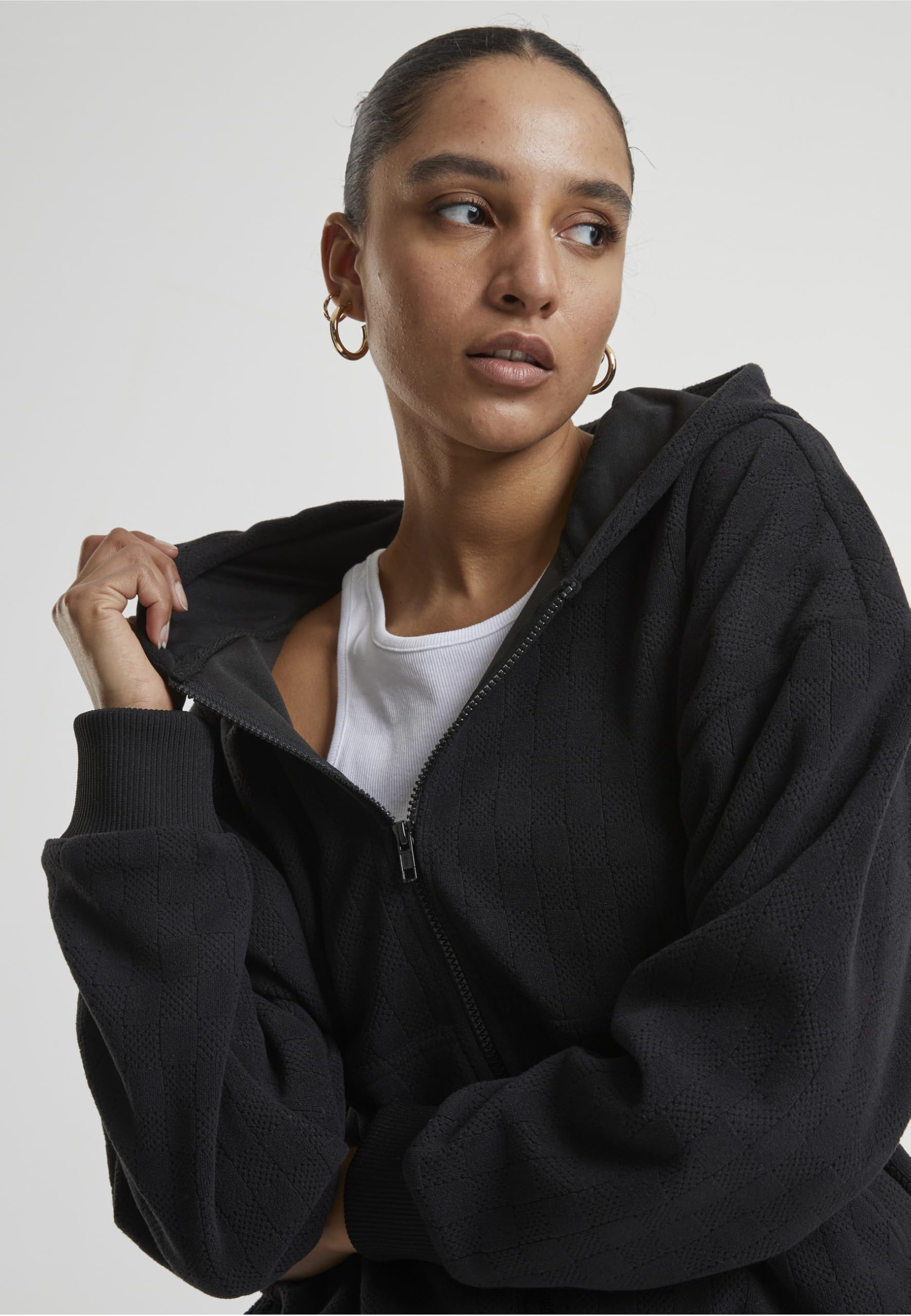 Urban Classics Ladies Jacquard Velvet Oversized Zip Hoody
