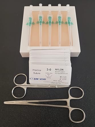 Sim*IV Suturing Kit w/Sim*Skin*Mini Learn to Suture an IV in Place. Includes IV w/Suture Wings, Needle Driver, Scissors, Sim*Skin*Mini, Practice sutures. Medical Education and Training only.