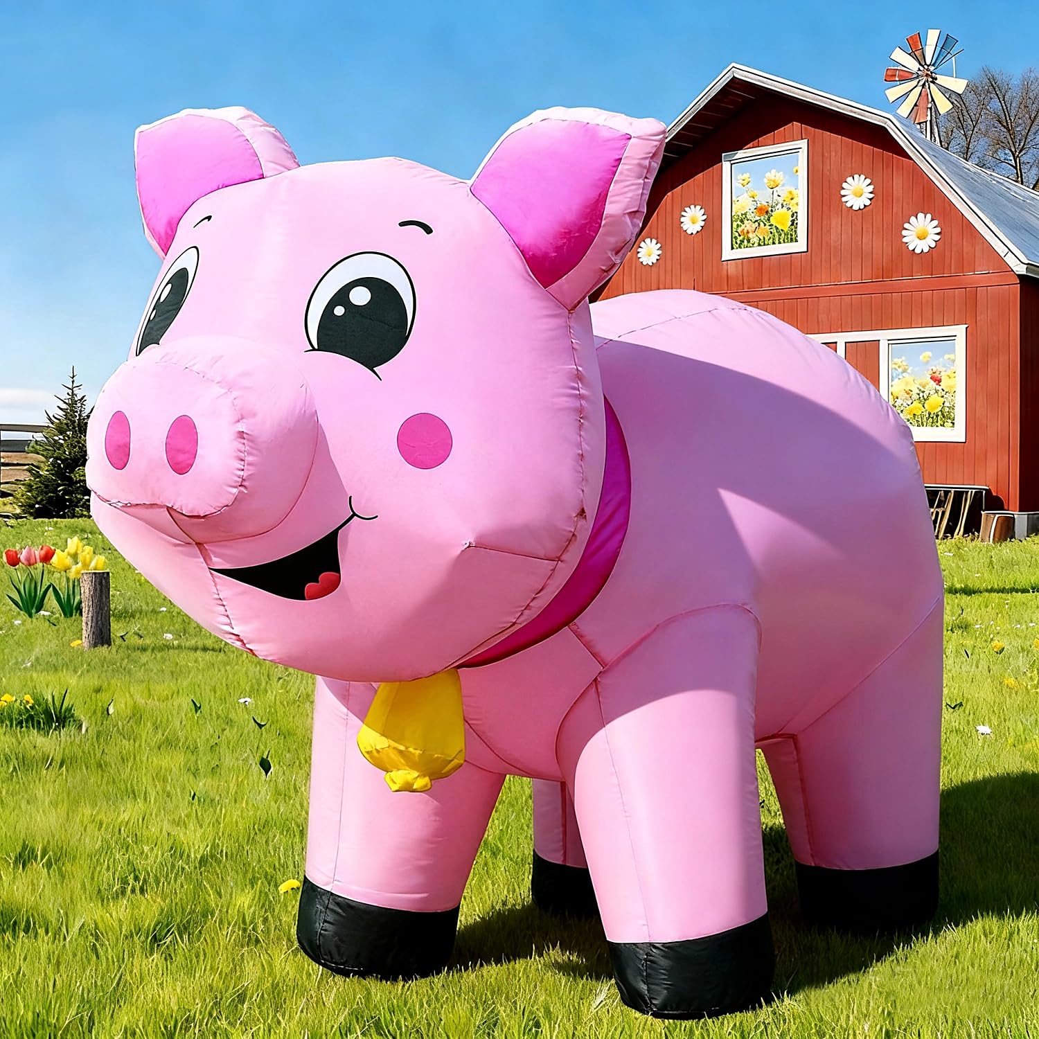 6FT Pig Inflatables Christmas Spring, Farm Ranch Blow up Animals Cute, Decorations Outdoor Yard Built-in LED Lights Big Large Decor Party Lawn Holiday Outside