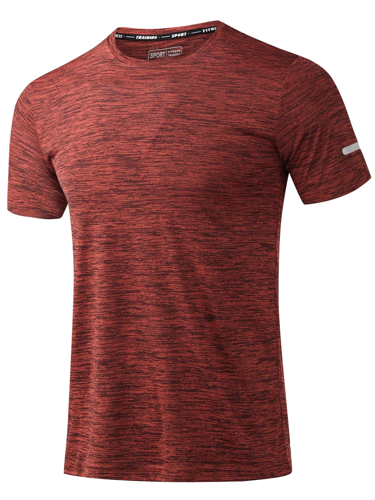 Peakwell Herren Sport T-Shirt Kurzarm Funktionsshirt Laufshirt mit Reflexstreifen für Fitness, Training, Gym