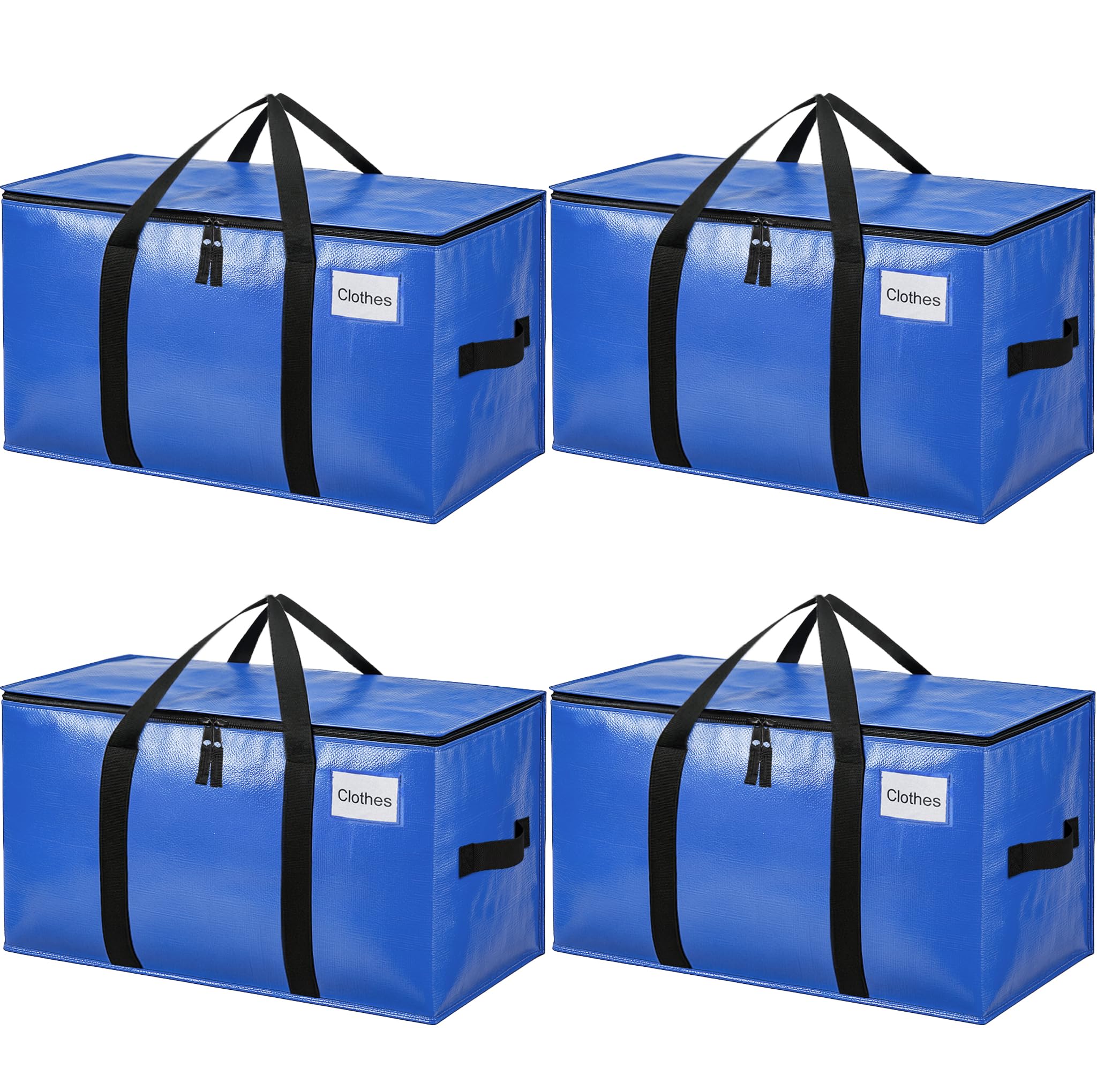 BAGAIL Heavy Duty Moving Bags with Strong Handle, Extra Large Moving Boxes, Storage Tote for Clothes, College Moving Supplies(Blue, 4 Pack)