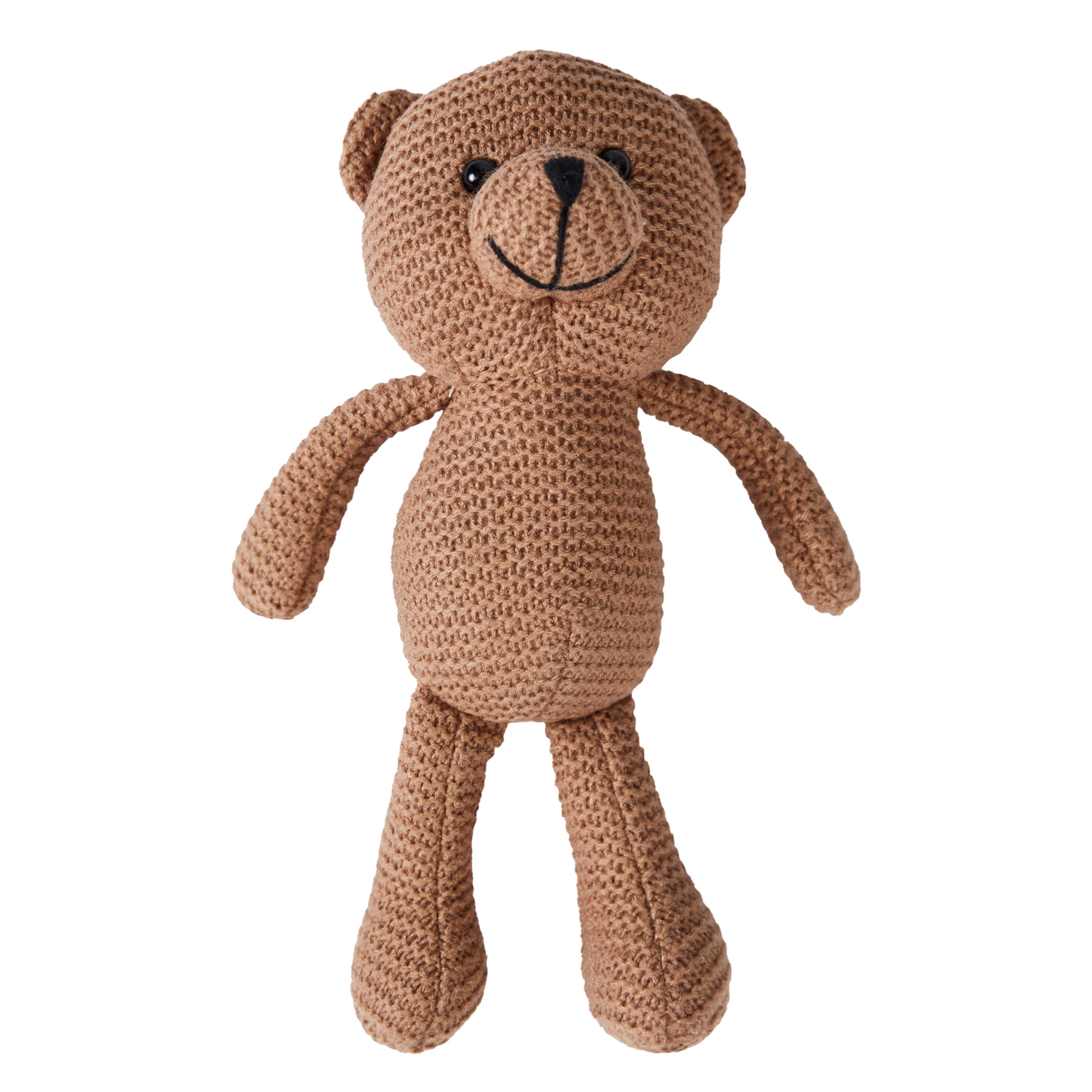 Teddy Bear, Cute, Knitted, 10" Stuffed Animal, Cotton Plush, Vintage, Brown, Unisex, 0+